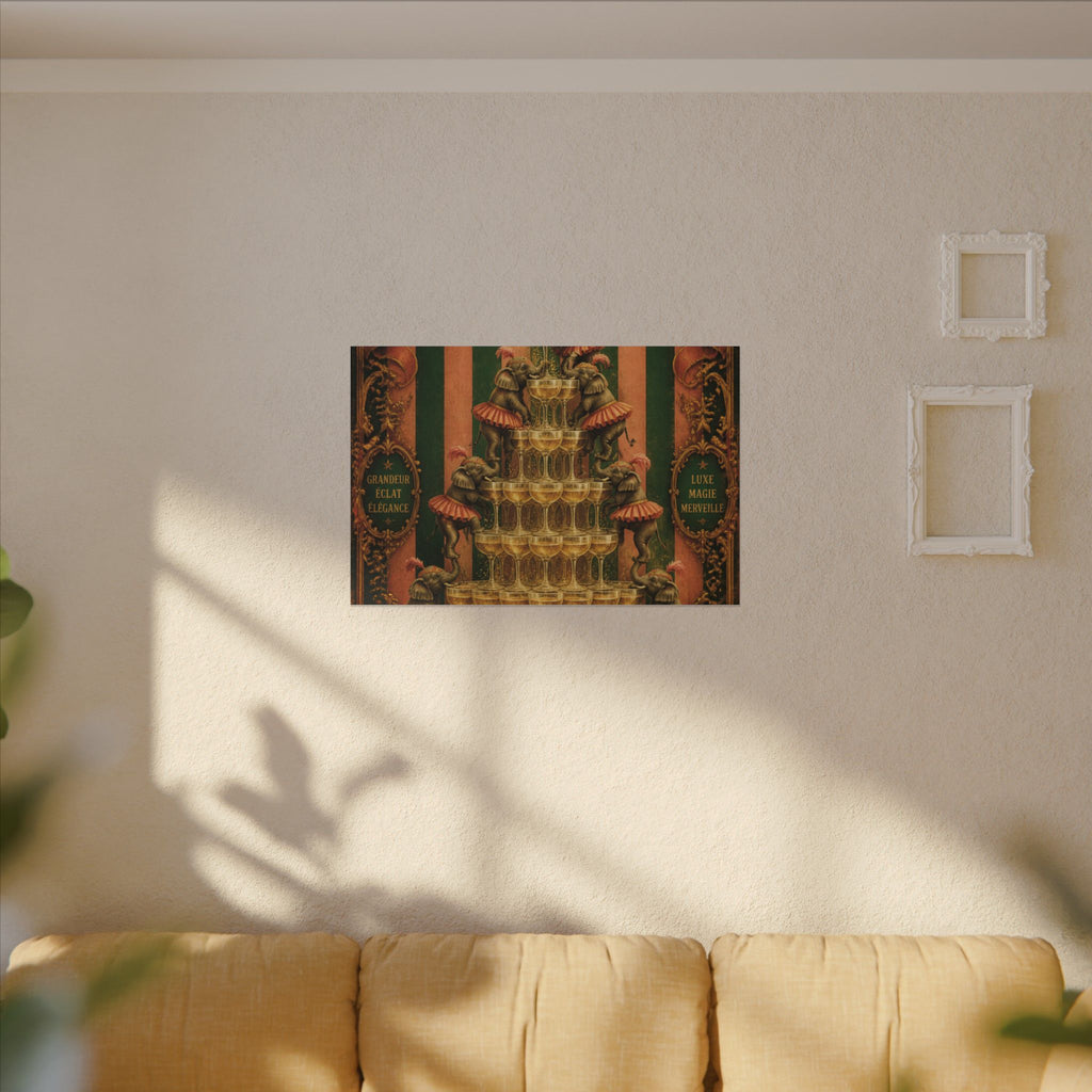 Champagne Tower Elephants Wall Art Canvas 16×20 Baroque Home Office Decor Maximalist Print