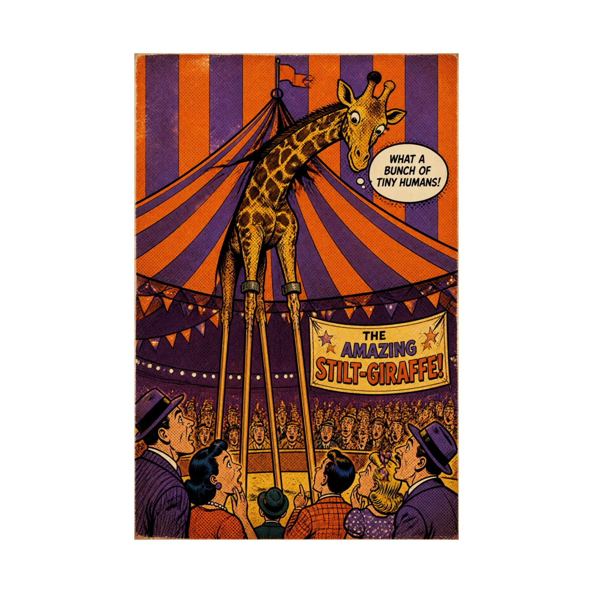 Giraffe on Stilts Wall Art Poster 18×24 Pop Art Living Room Decor Maximalist Print