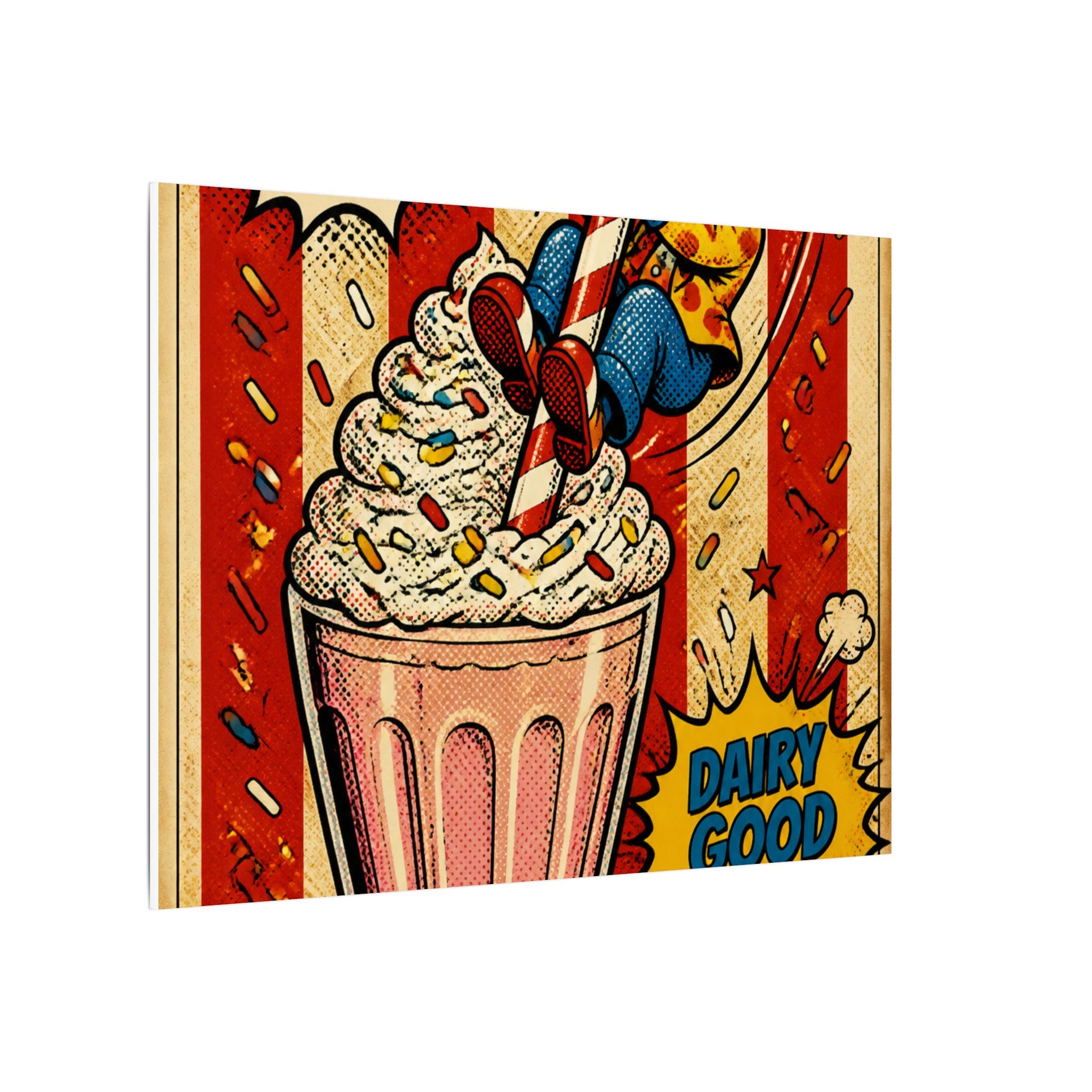 Milkshake Slide Clown Wall Art Canvas 24×36 Pop Art Restaurant Decor Maximalist Print