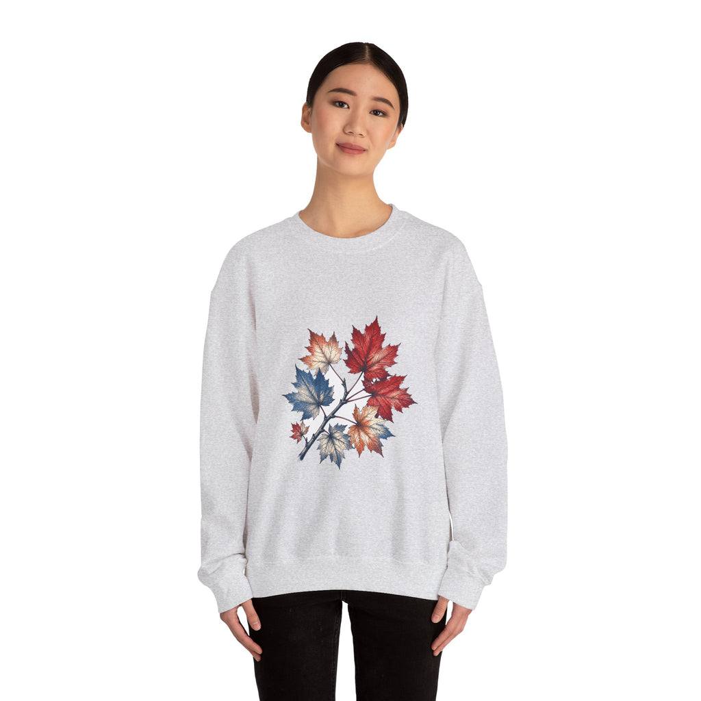 Matching Couple Sweatshirt - Cherry Blossom & Maple Leaf Matching Couple Crewneck Sweatshirt Hand-Drawn Art His Hers Best Friend Gift - Design B