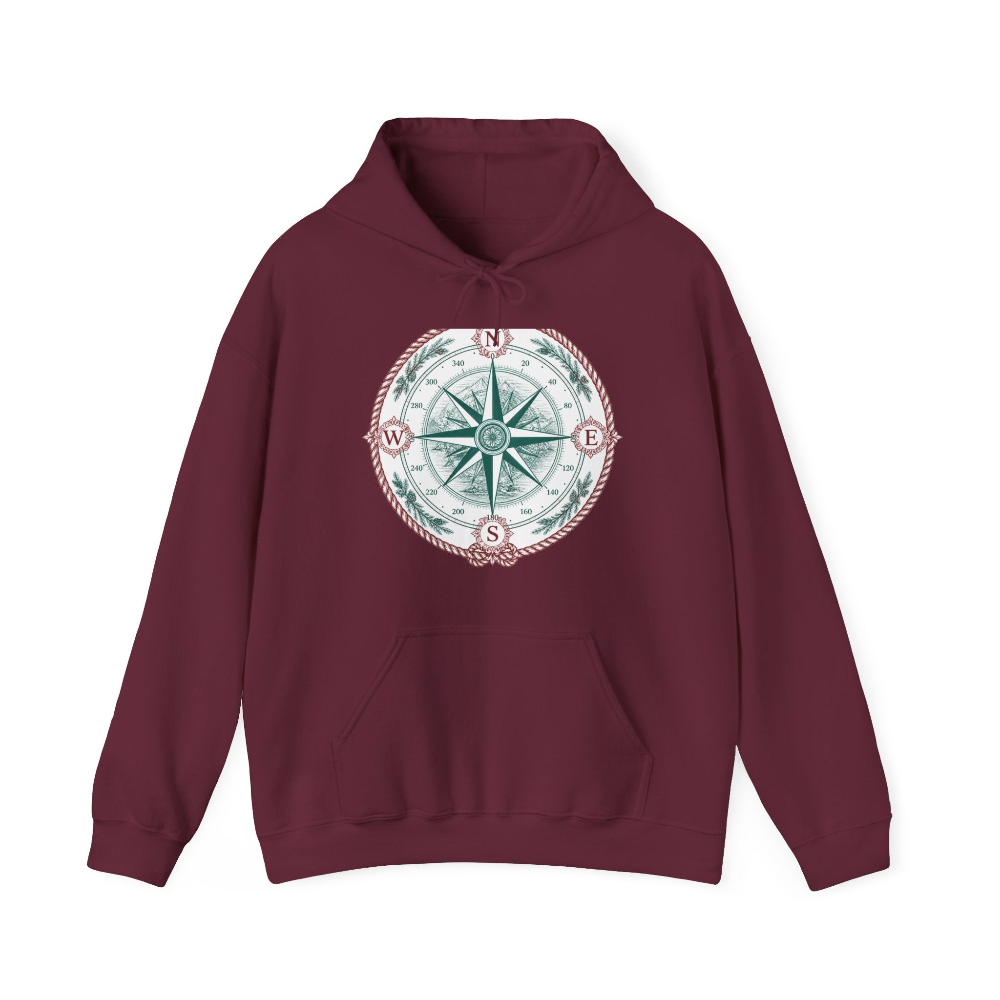 Matching Couple Sweatshirt - Compass North & South Matching Couple Hooded Sweatshirt Vintage Art His Hers Wedding Gift - Design A