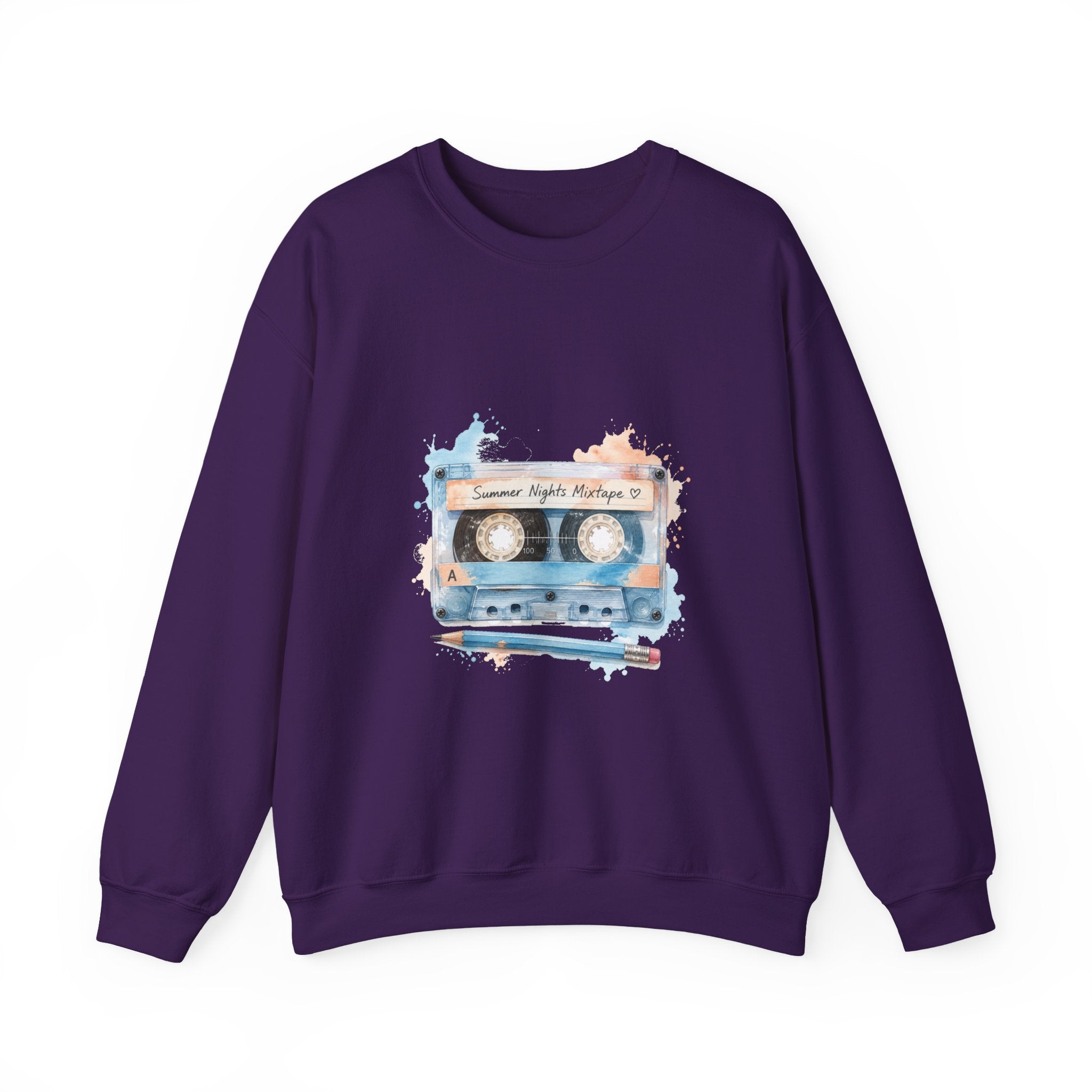Matching Couple Sweatshirt - Vinyl & Cassette Matching Couple Comfort Colors Crew Watercolor Art His Hers Birthday Gift - Design B