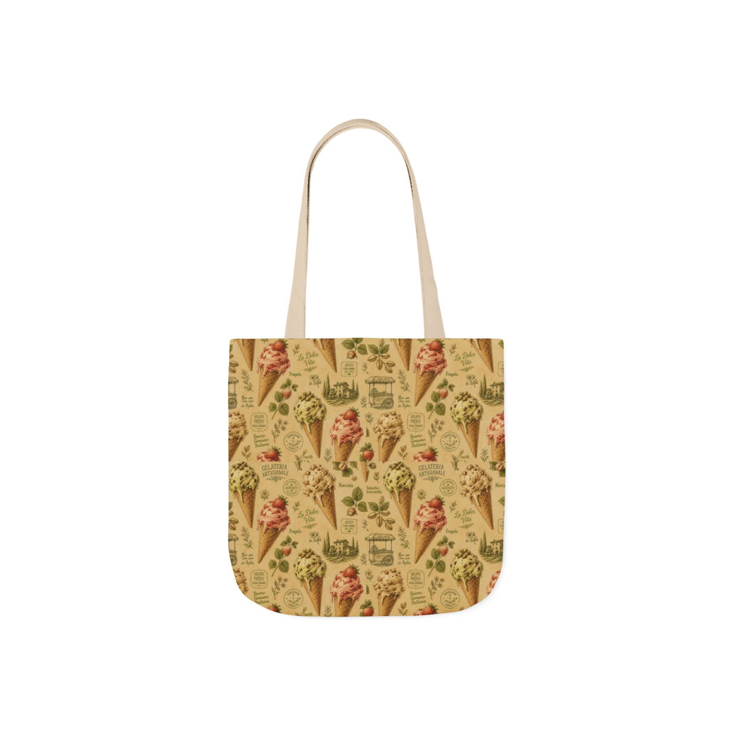 Gelato Scoops Canvas Tote Bag Mediterranean Kitchen Botanical Design Italian Cottagecore Gift