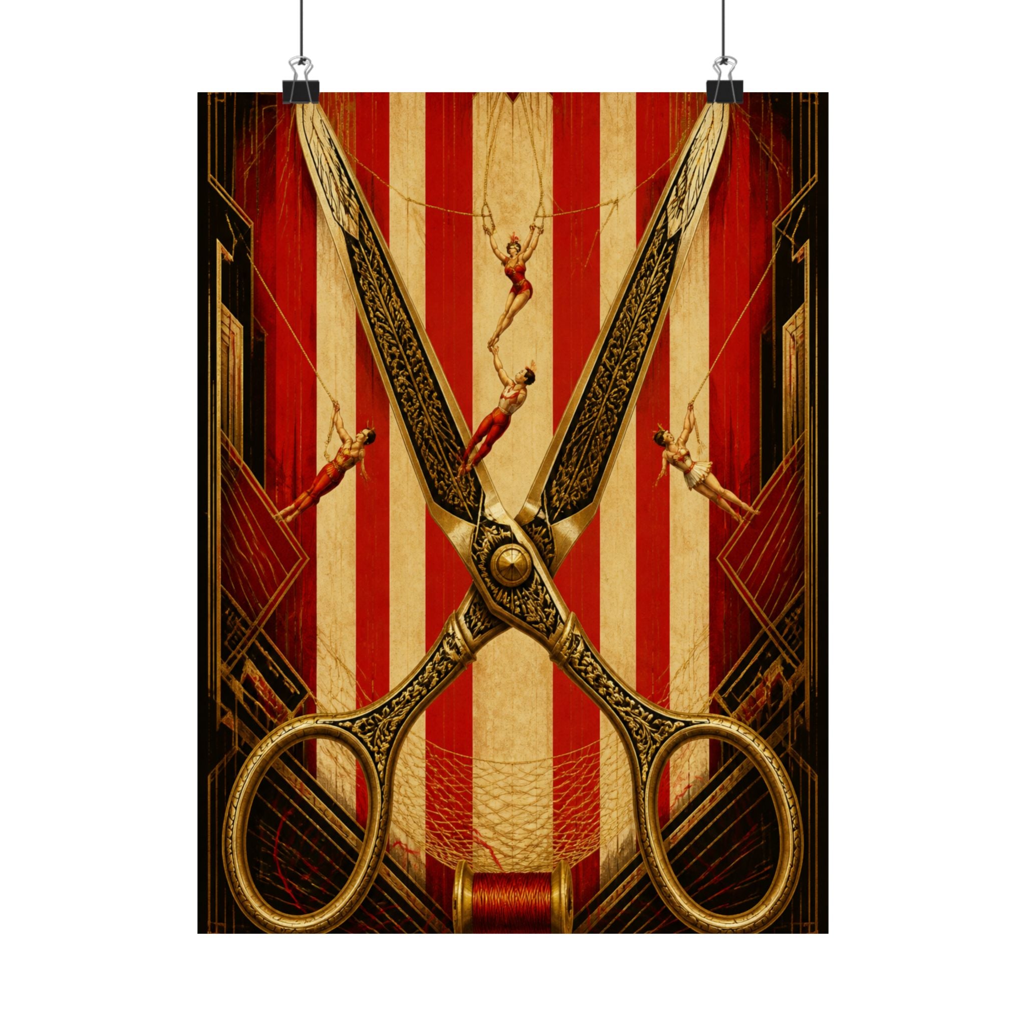 Giant Scissors Trapeze Wall Art Poster 18×24 Art Deco Entryway Decor Maximalist Print