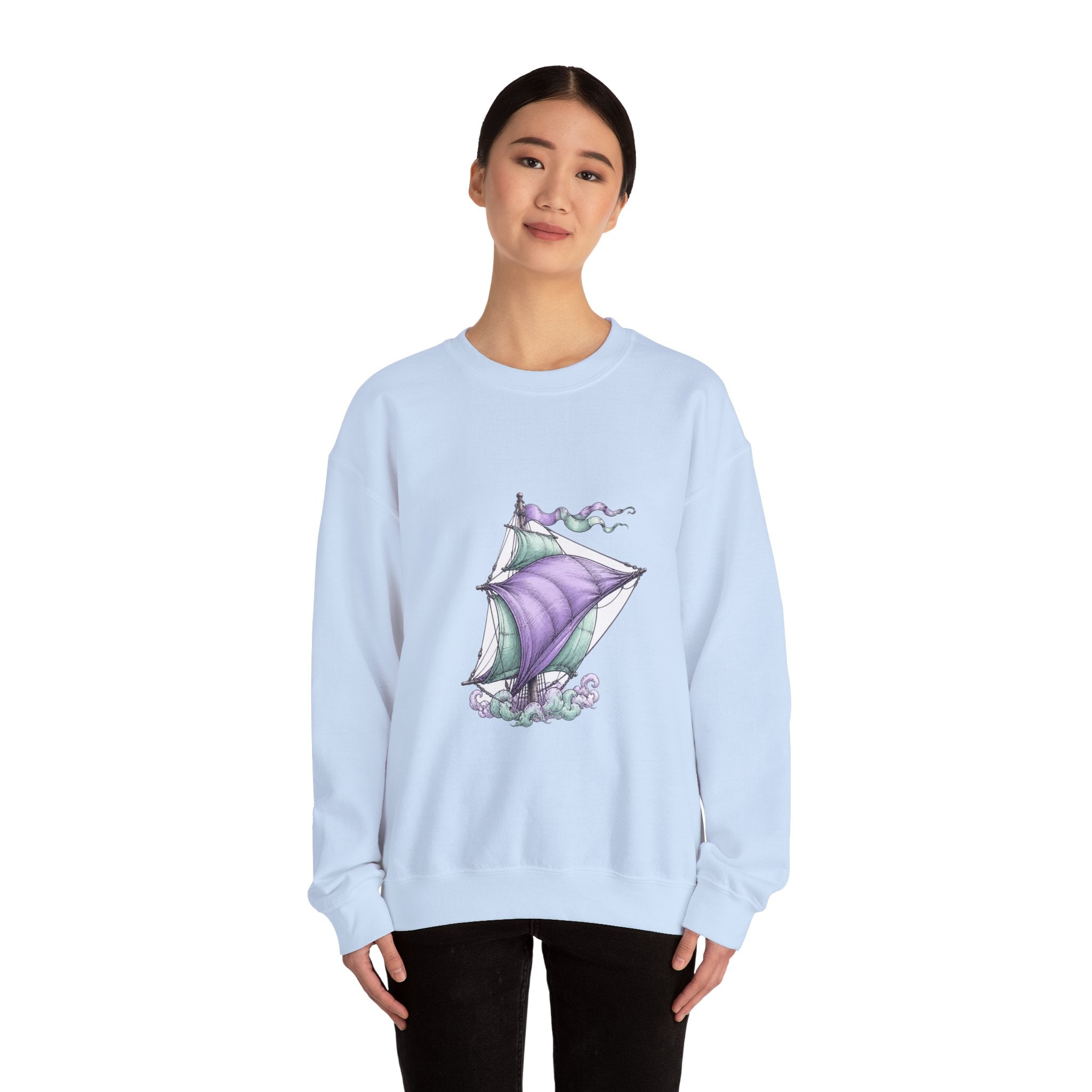 Matching Couple Sweatshirt - Anchor & Sail Matching Couple Premium Fleece Sweatshirt Hand-Drawn Art His Hers Anniversary Gift - Design B