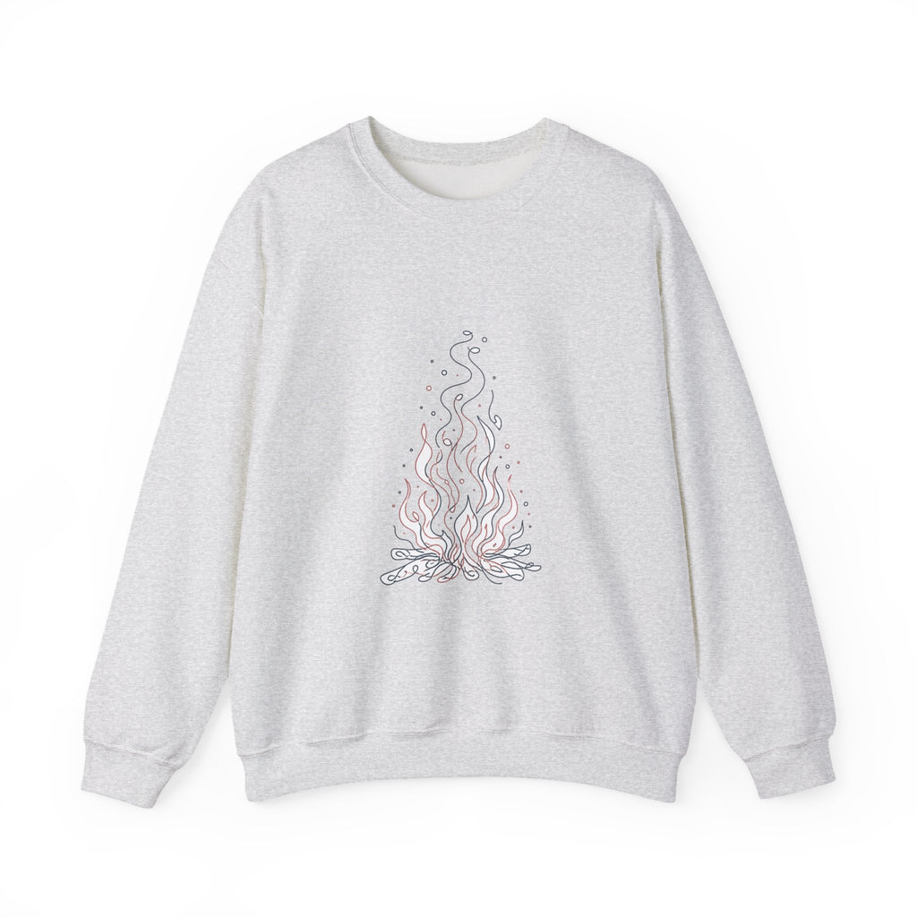 Matching Couple Sweatshirt - Wildfire & Waterfall Matching Couple Crewneck Sweatshirt Minimalist Art His Hers Valentine Gift - Design A