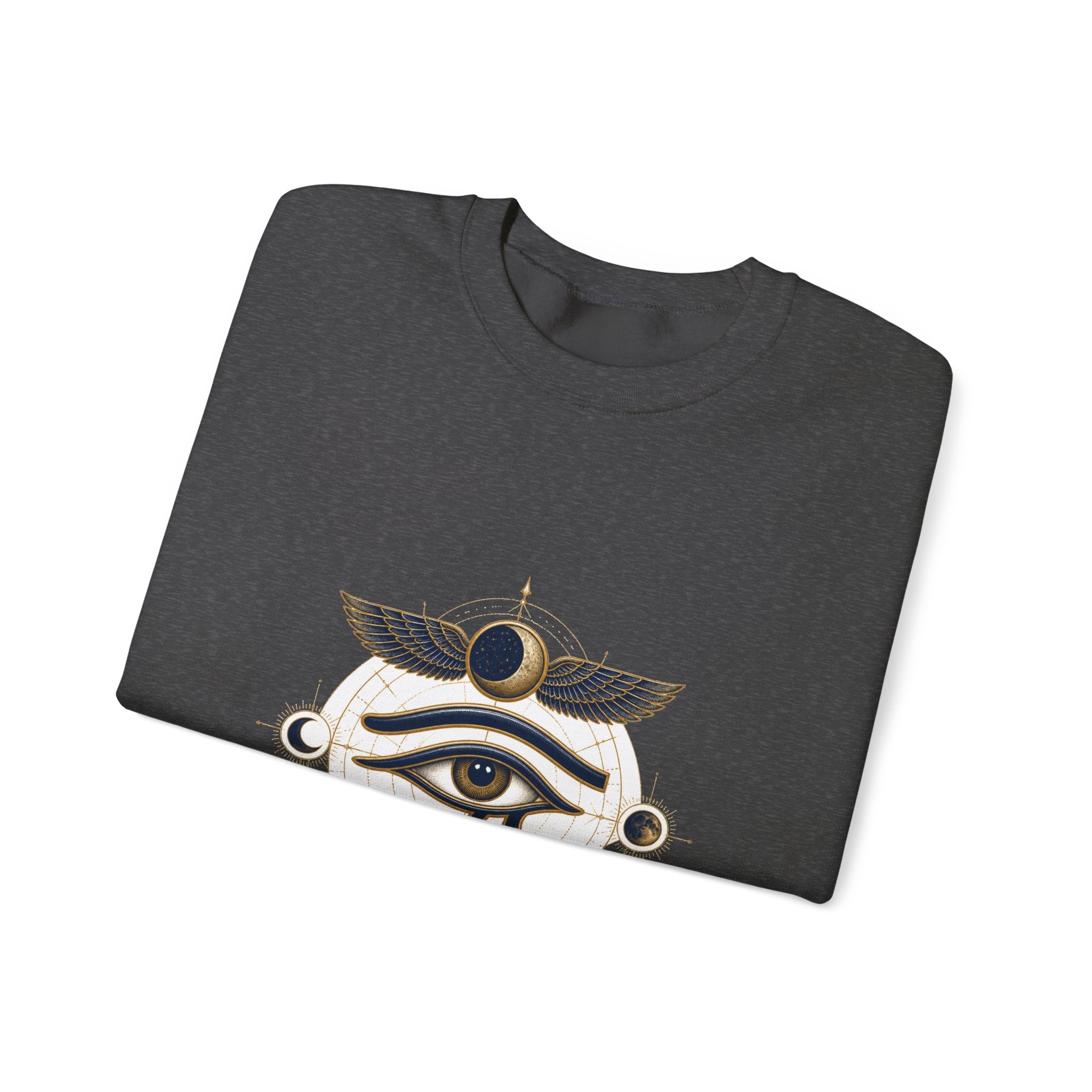 Matching Couple Sweatshirt - Eye of Ra & Horus Matching Couple Crewneck Sweatshirt Vintage Art His Hers Wedding Gift - Design B