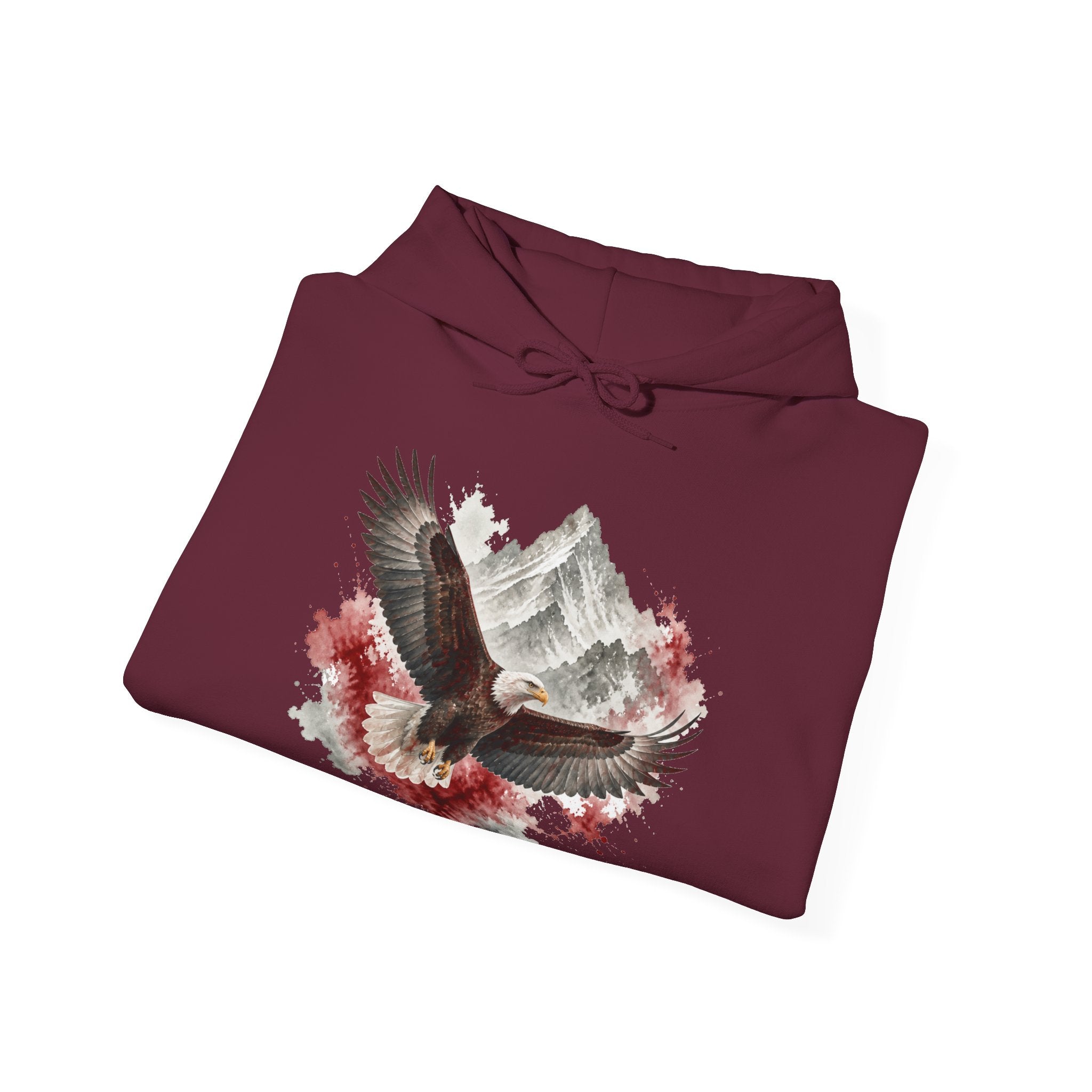 Matching Couple Sweatshirt - Eagle & Whale Matching Couple Hooded Sweatshirt Watercolor Art His Hers Engagement Gift - Design A