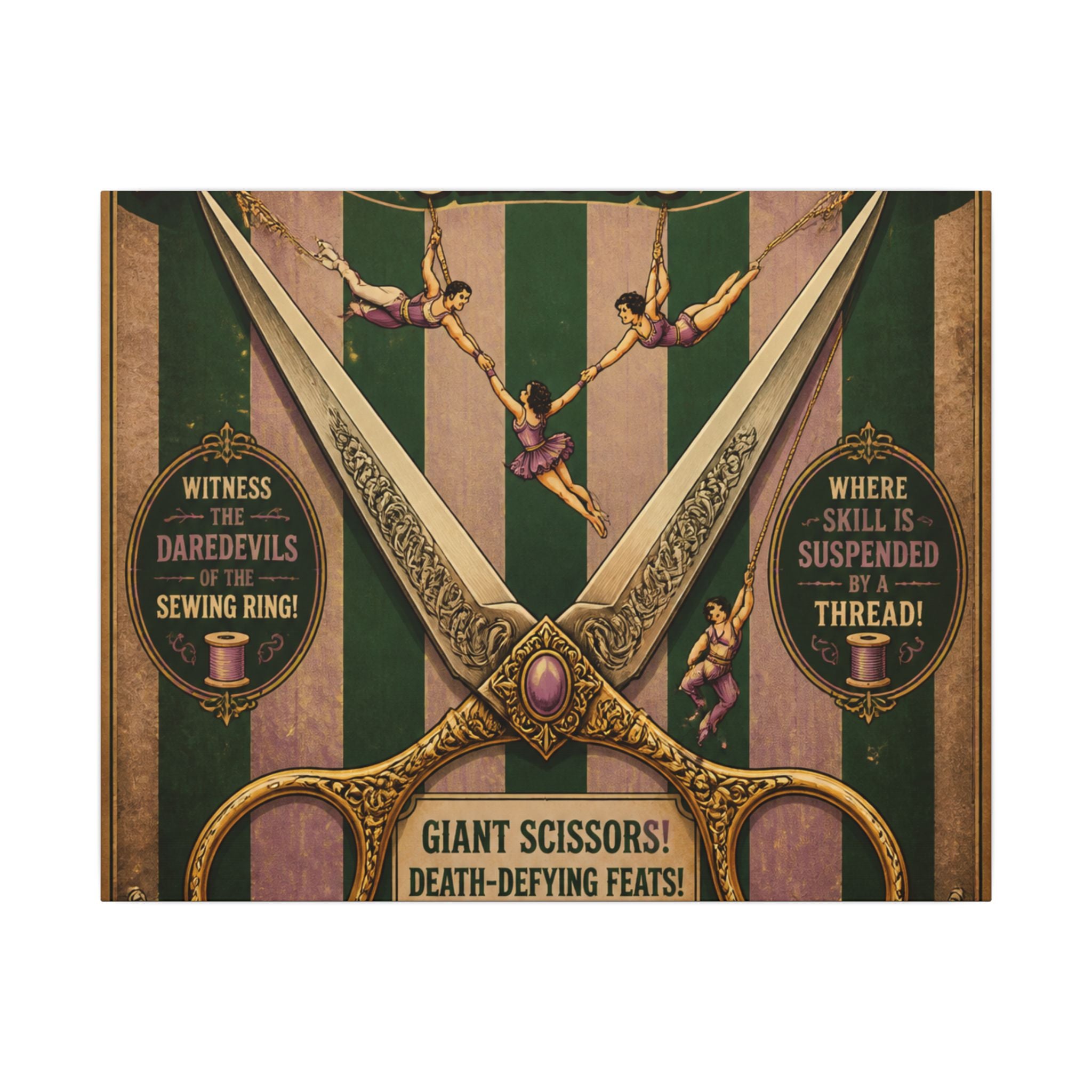 Giant Scissors Trapeze Wall Art Canvas 24×36 Vintage Circus Bedroom Decor Maximalist Print