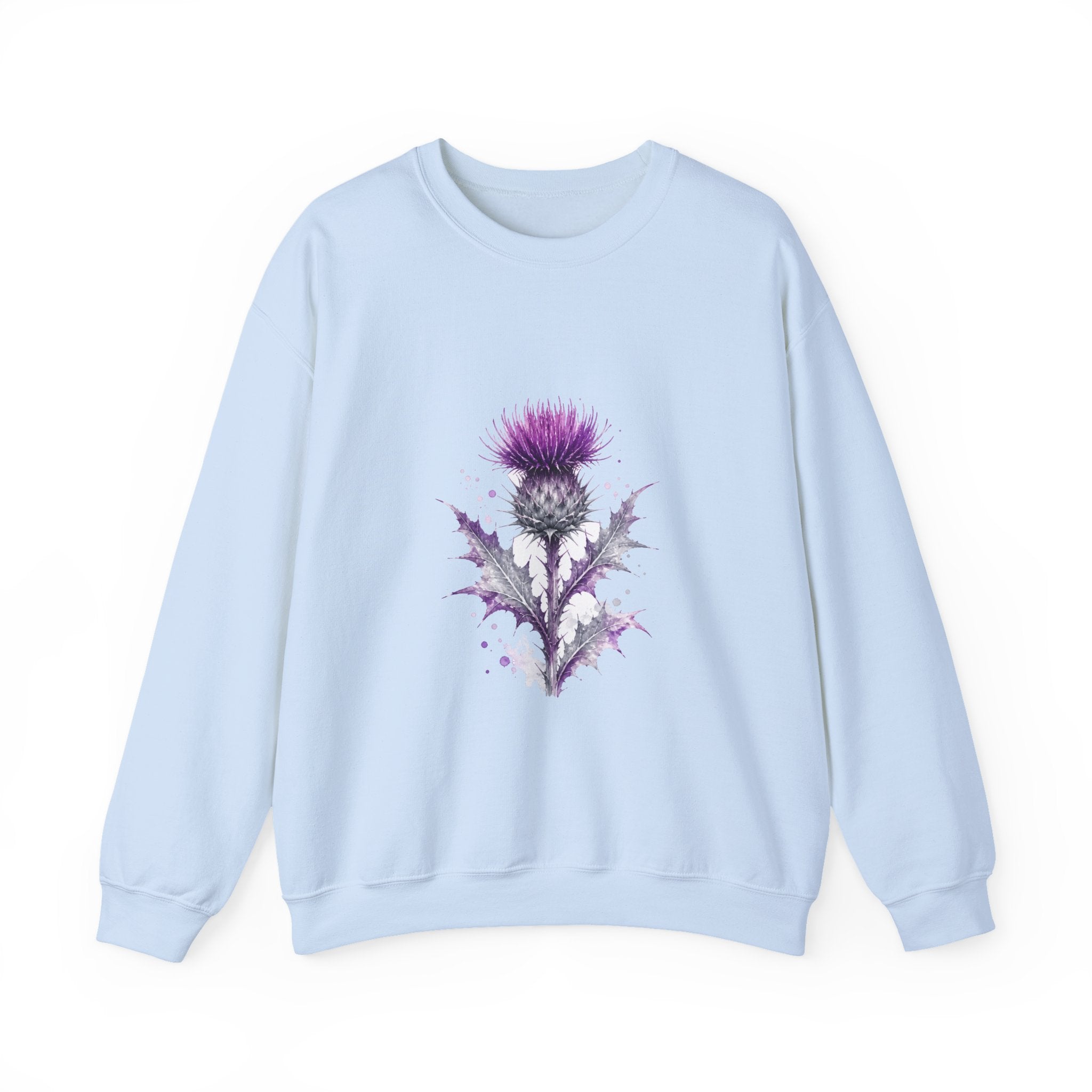 Matching Couple Sweatshirt - Lavender & Thistle Matching Couple Comfort Colors Crew Watercolor Art His Hers Birthday Gift - Design B