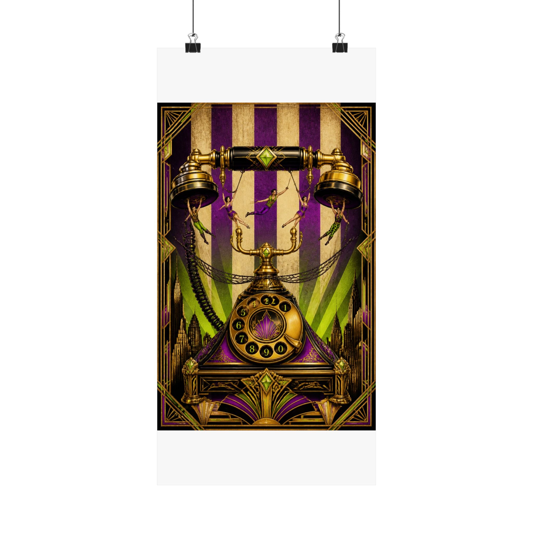Vintage Telephone Booth Wall Art Poster 24×36 Art Deco Bar Area Decor Maximalist Print