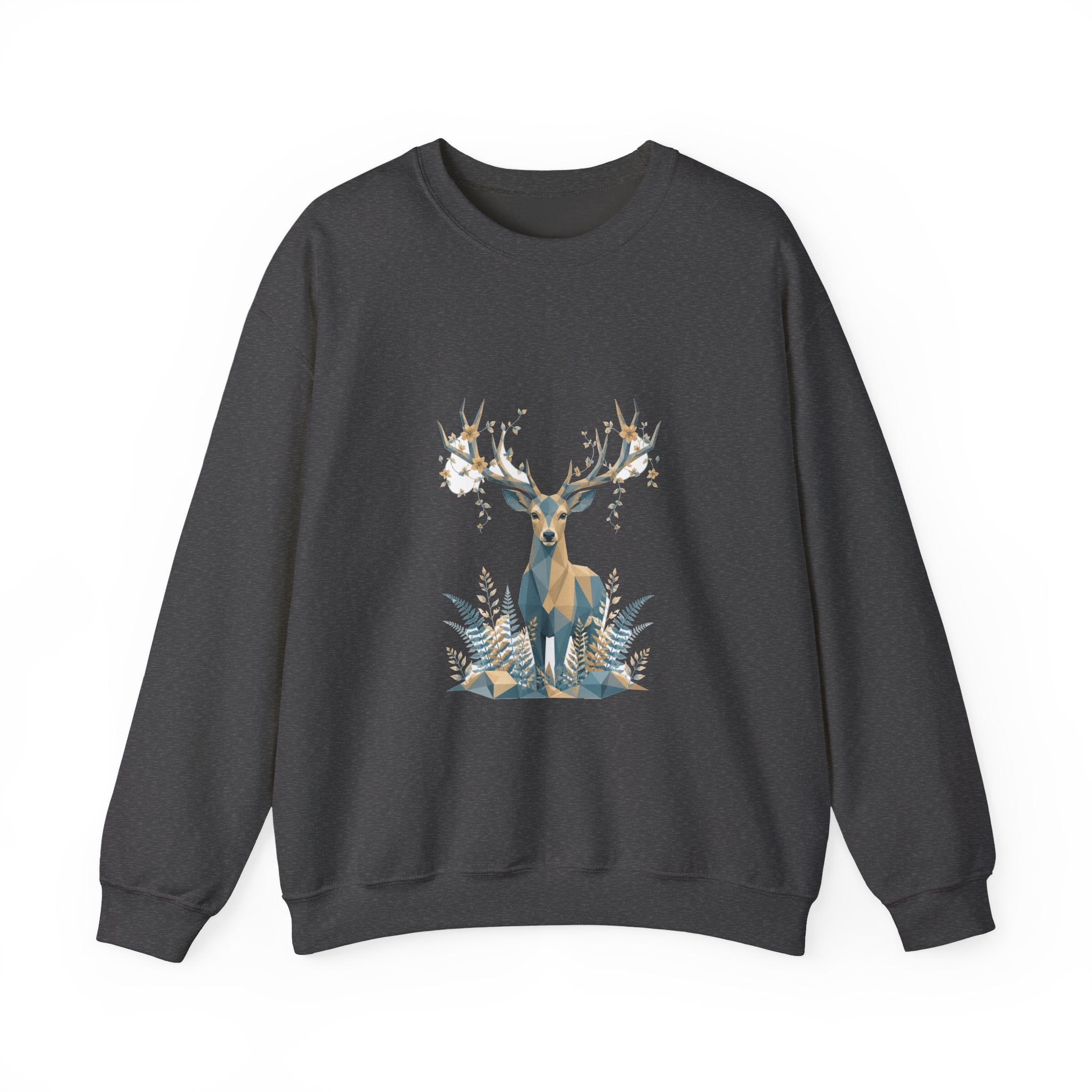 Matching Couple Sweatshirt - Bear & Deer Matching Couple Premium Fleece Sweatshirt Geometric Art His Hers Love Gift - Design B