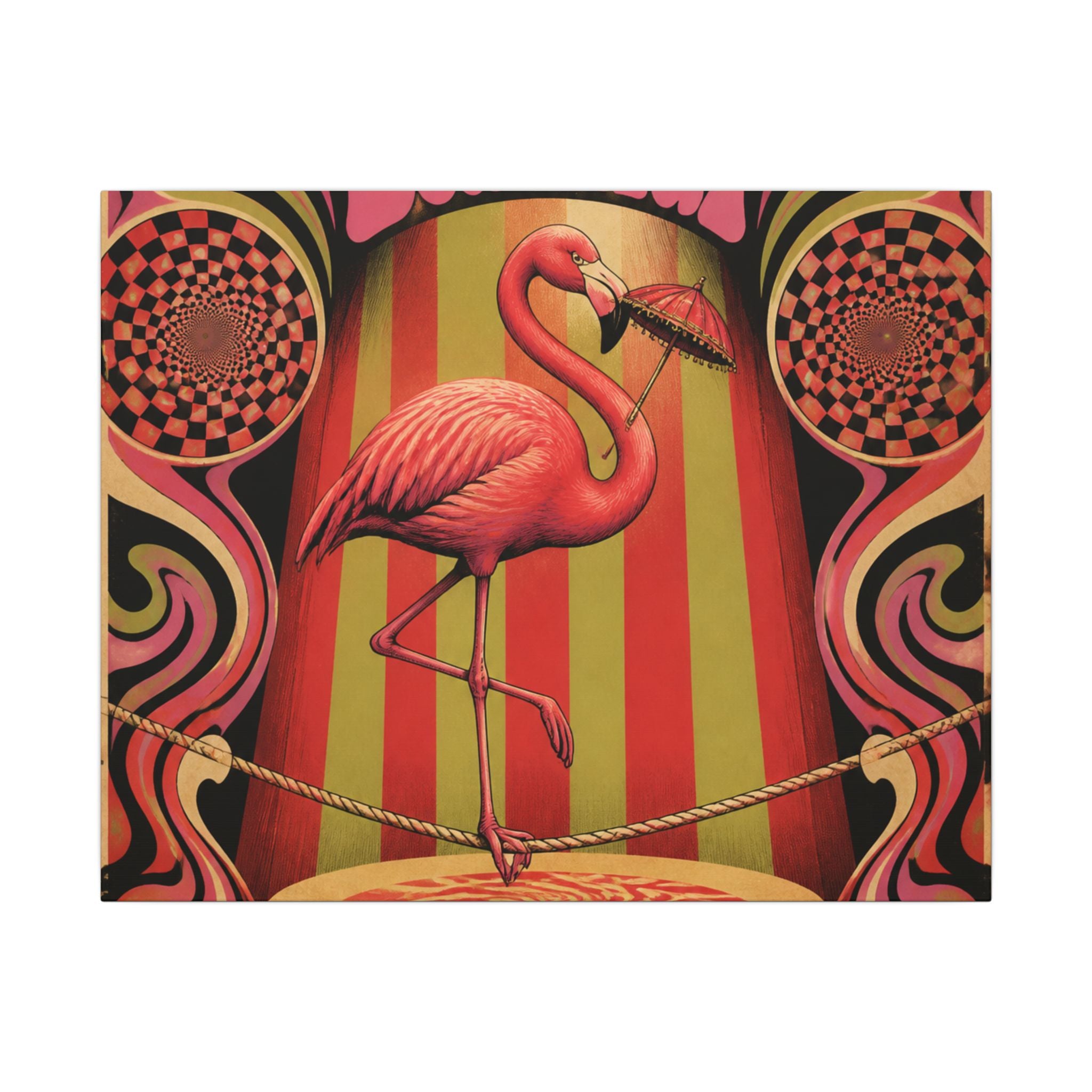 Flamingo Tightrope Wall Art Canvas 16×20 Psychedelic Cafe Decor Maximalist Print