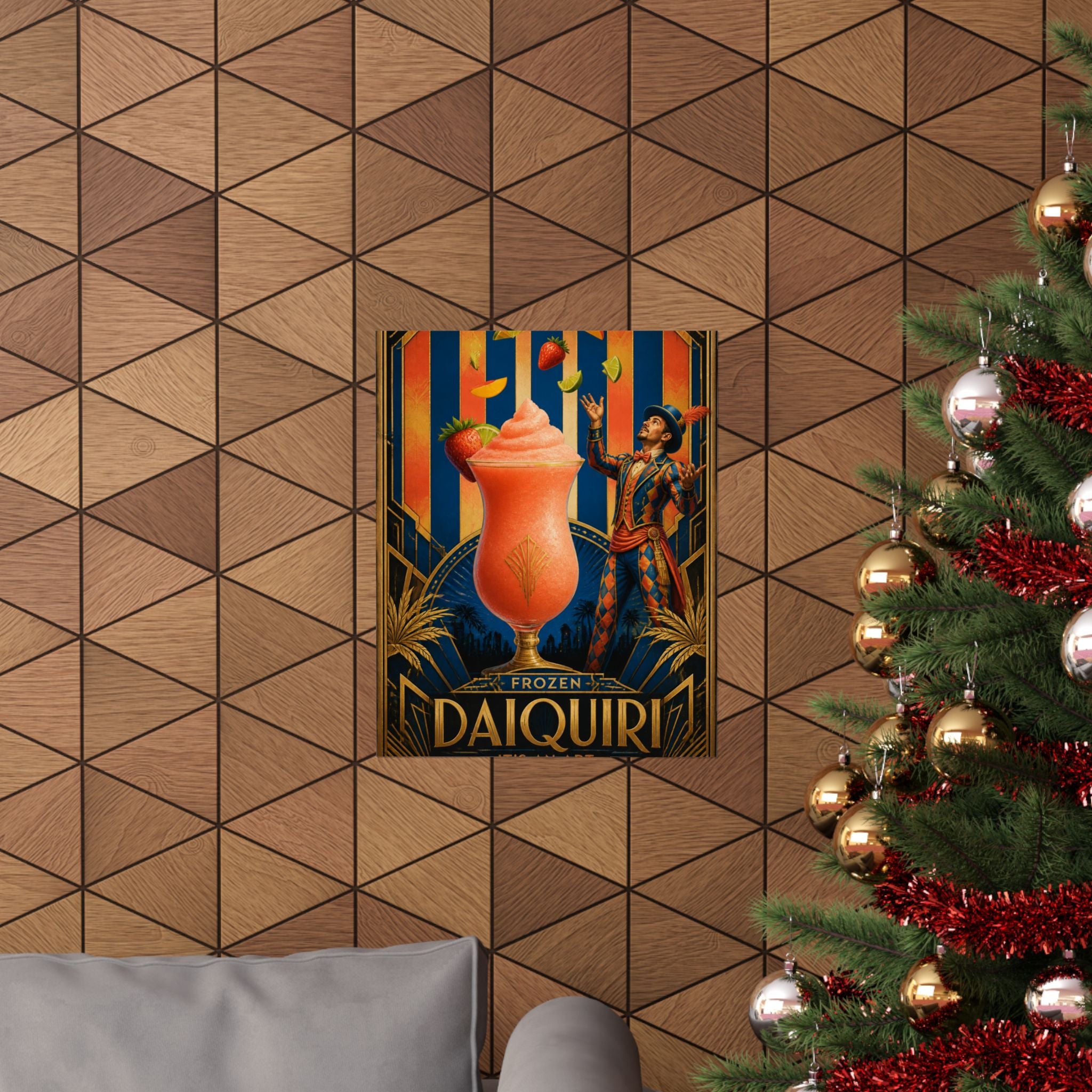 Daiquiri Fruit Juggler Wall Art Poster 18×24 Art Deco Entryway Decor Maximalist Print