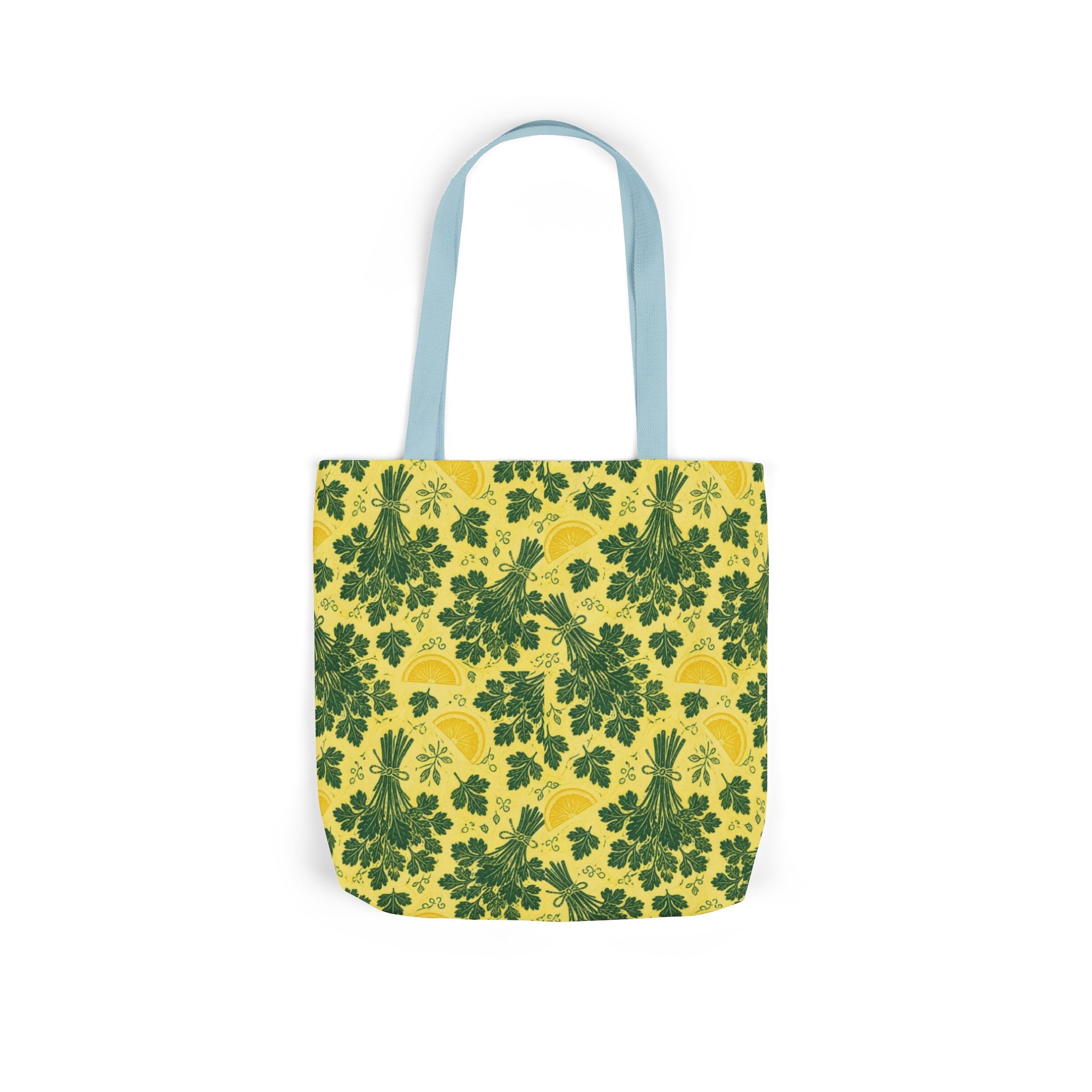 Fresh Parsley Canvas Tote Bag Mediterranean Kitchen Linocut Design Italian Cottagecore Gift