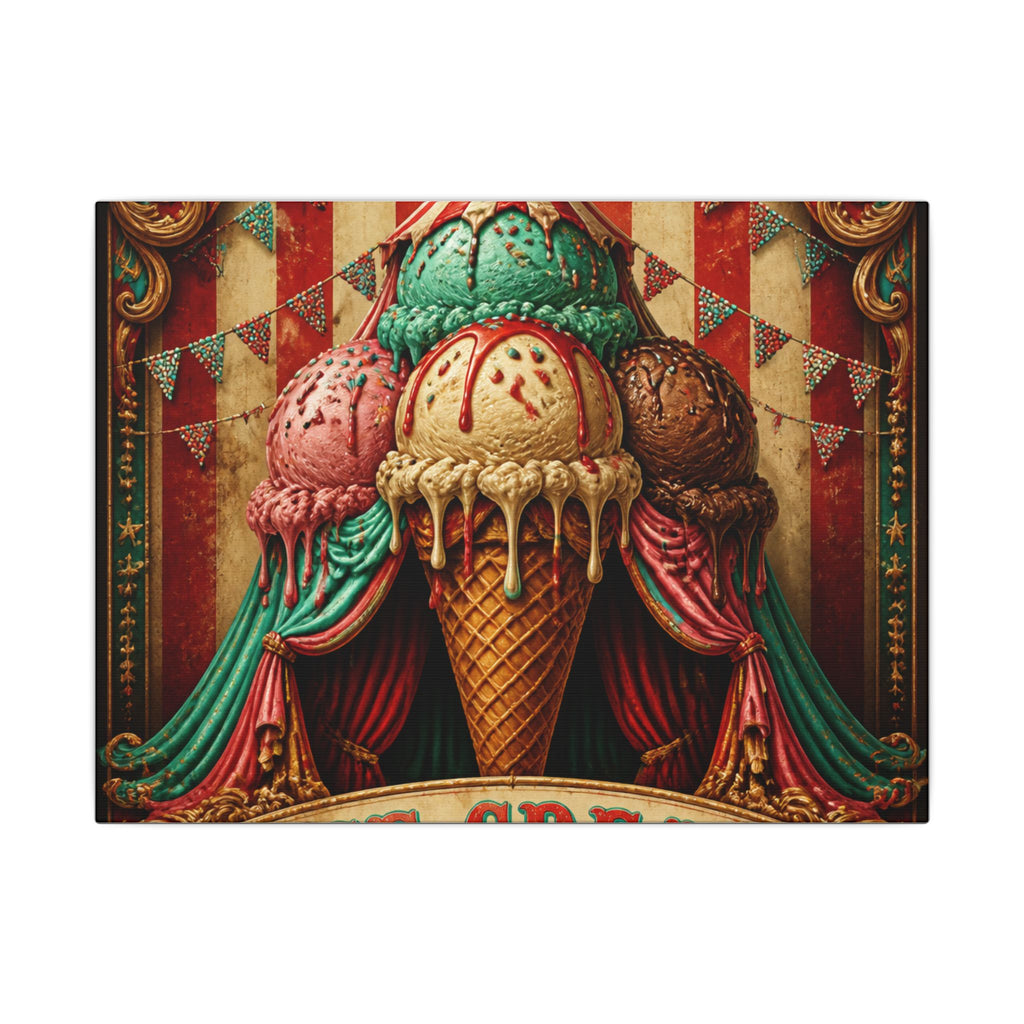Ice Cream Cone Circus Tent Wall Art Canvas 24×36 Baroque Studio Decor Maximalist Print
