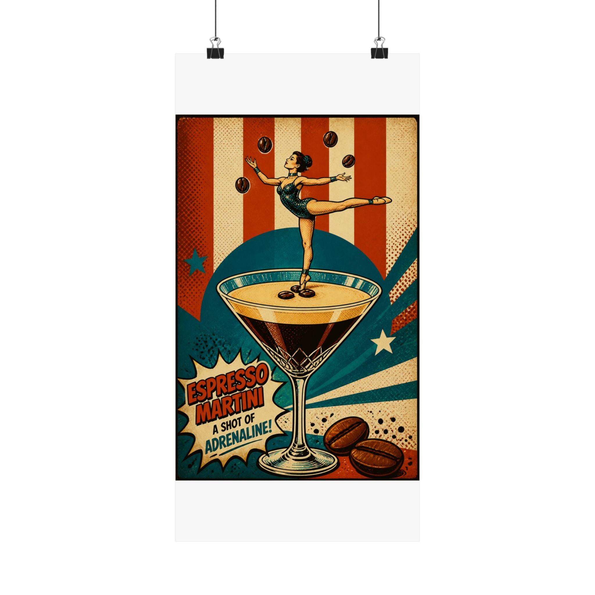 Espresso Martini Acrobat Wall Art Poster 18×24 Pop Art Living Room Decor Maximalist Print