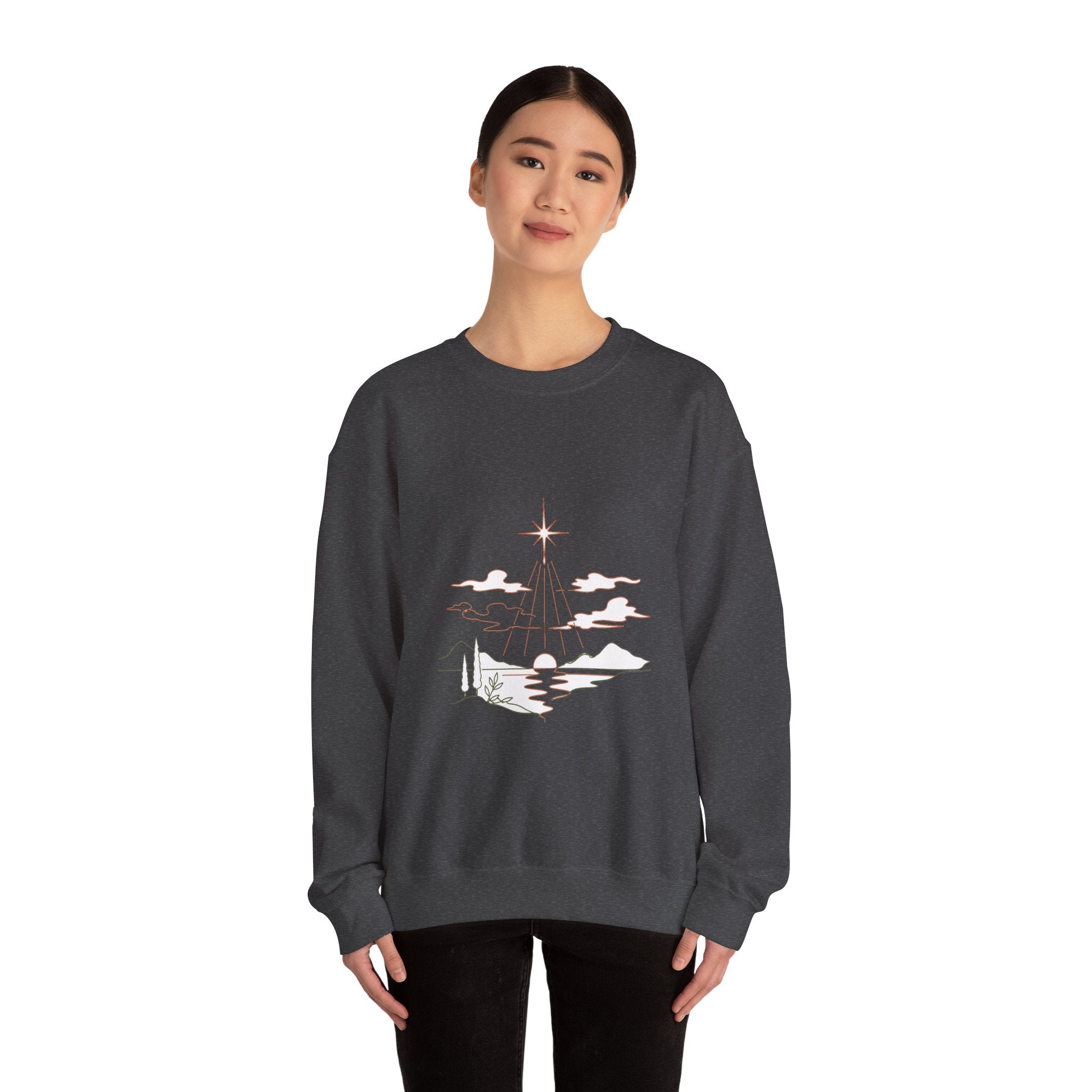 Matching Couple Sweatshirt - Evening & Morning Star Matching Couple Premium Fleece Sweatshirt Minimalist Art His Hers Christmas Gift - Design A