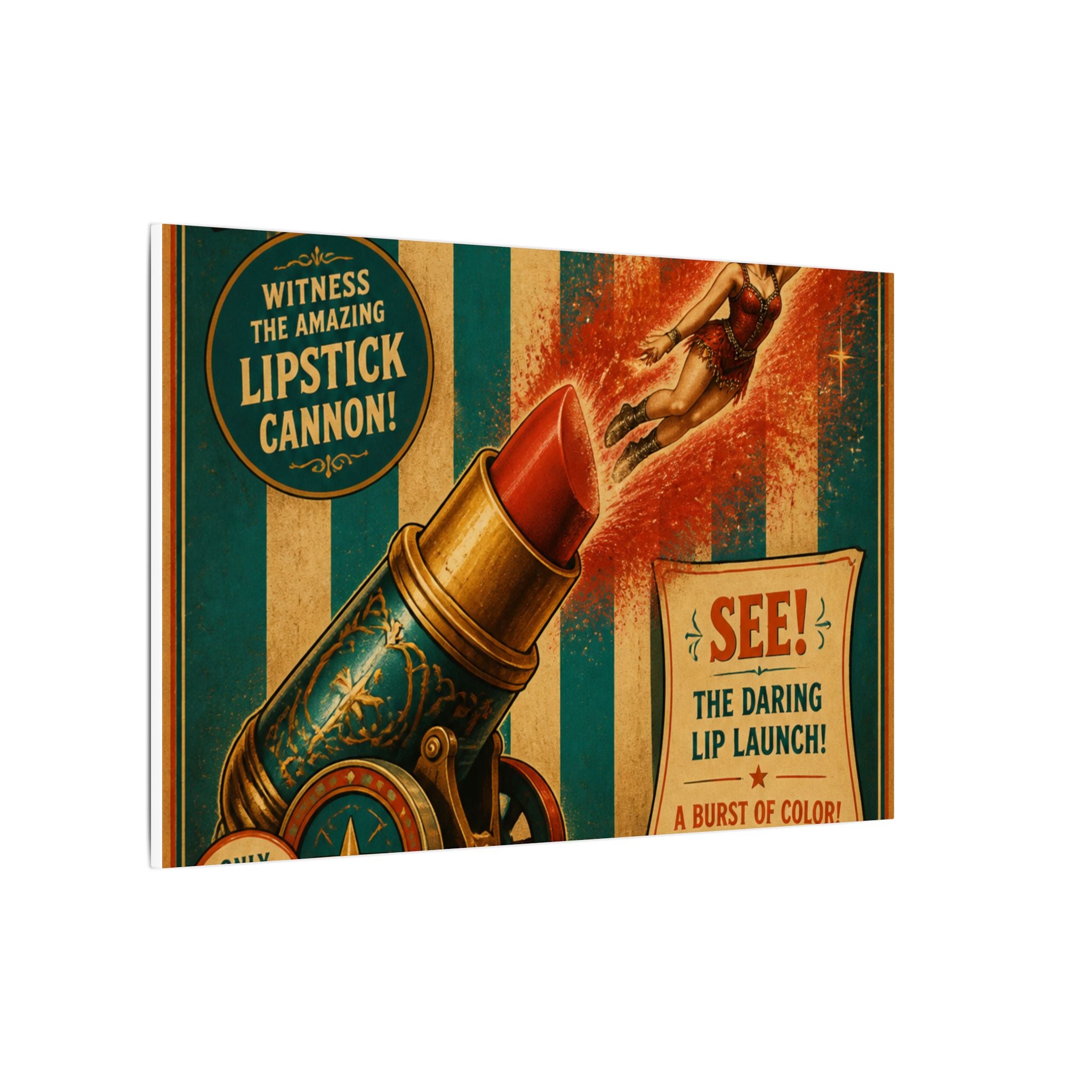 Lipstick Cannon Wall Art Canvas 16×20 Vintage Circus Kitchen Decor Maximalist Print