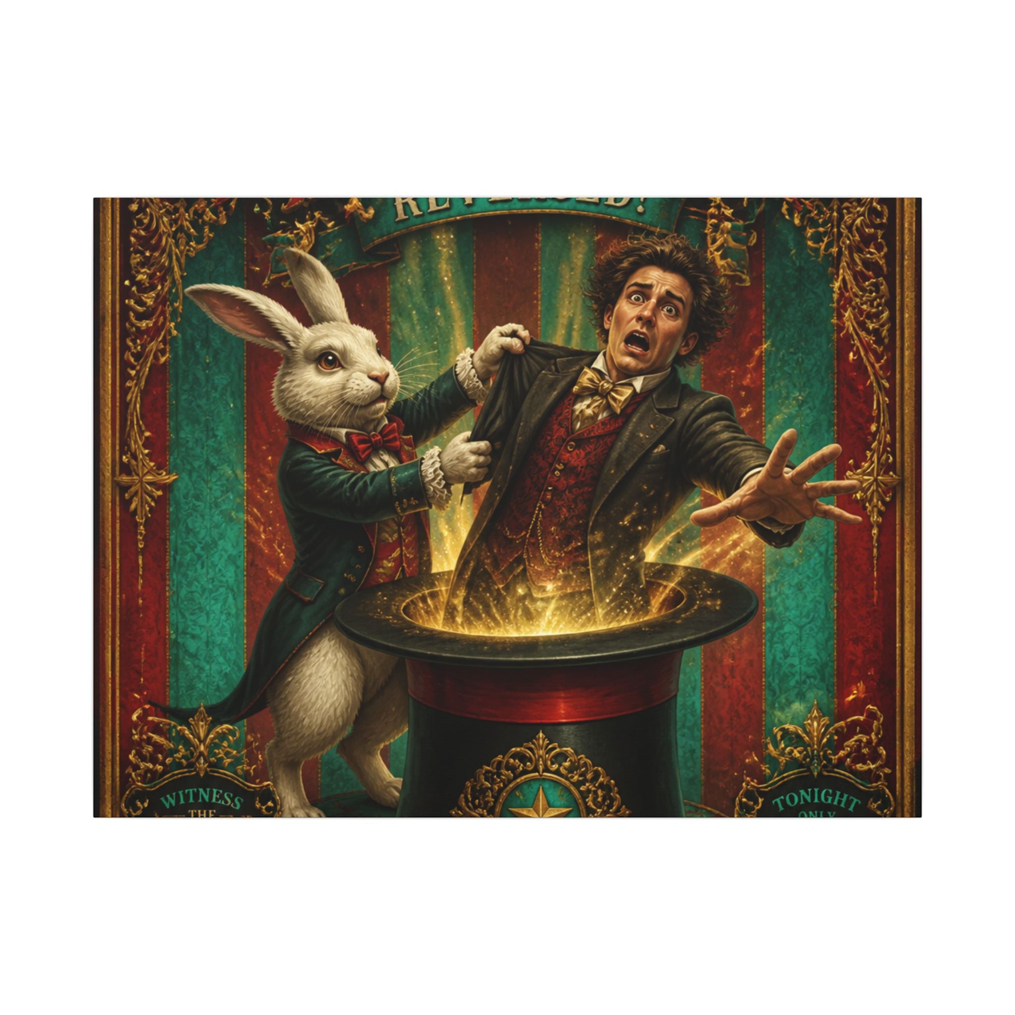 Magic Hat Rabbit Wall Art Canvas 16×20 Baroque Home Office Decor Maximalist Print