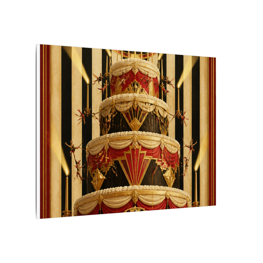 Birthday Cake Trapeze Wall Art Canvas 16×20 Art Deco Entryway Decor Maximalist Print