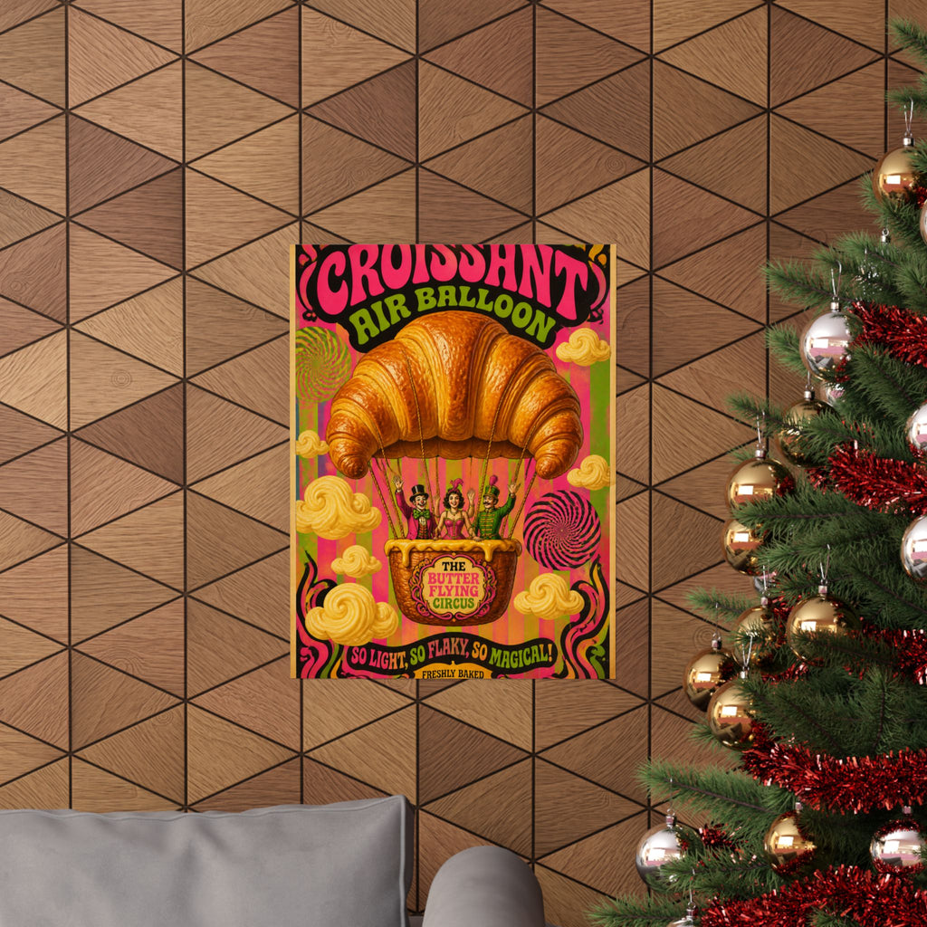 Croissant Hot Air Balloon Wall Art Poster 24×36 Psychedelic Dining Room Decor Maximalist Print