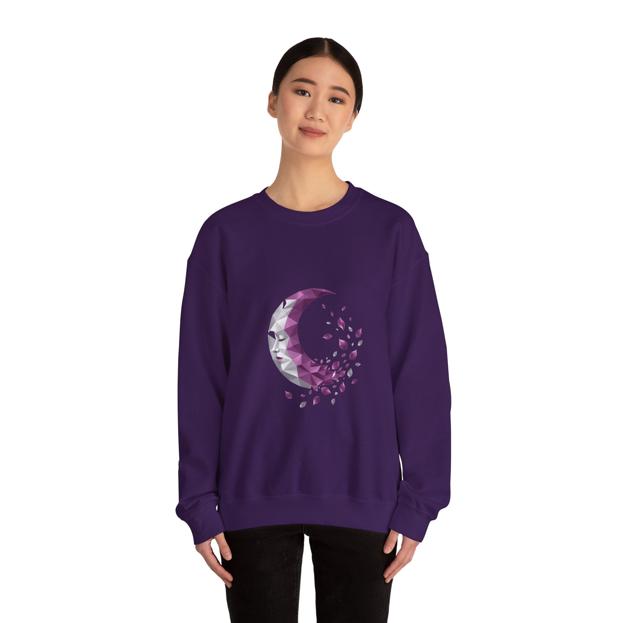 Matching Couple Sweatshirt - Waxing & Waning Moon Matching Couple Premium Fleece Sweatshirt Geometric Art His Hers Love Gift - Design B