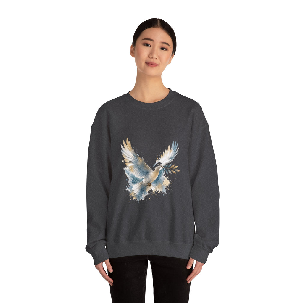 Matching Couple Sweatshirt - Wolf & Dove Matching Couple Premium Fleece Sweatshirt Watercolor Art His Hers Birthday Gift - Design B