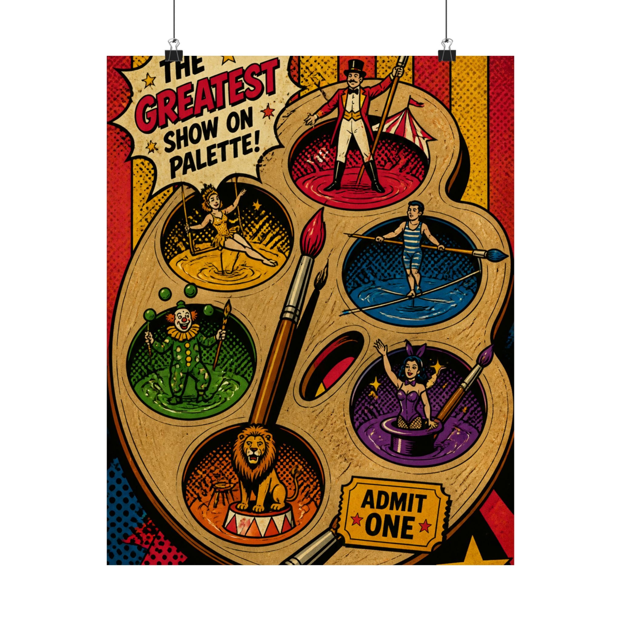 Paint Palette Stage Wall Art Poster 24×36 Pop Art Restaurant Decor Maximalist Print