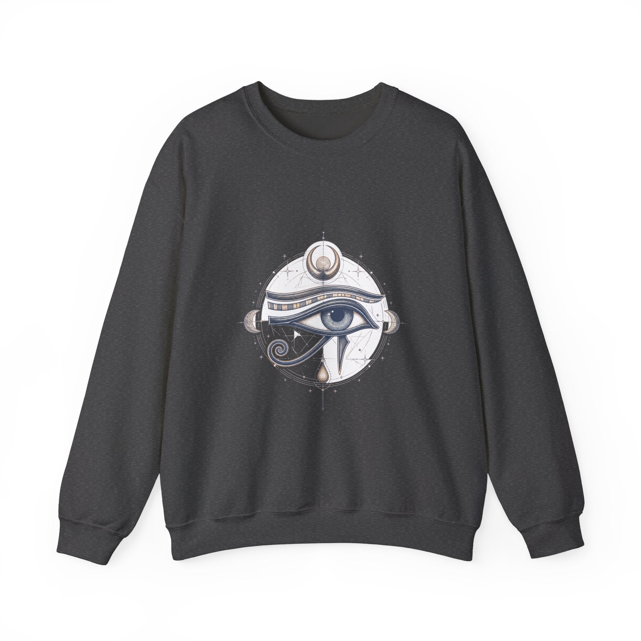 Matching Couple Sweatshirt - Eye of Ra & Horus Matching Couple Crewneck Sweatshirt Hand-Drawn Art His Hers Best Friend Gift - Design B