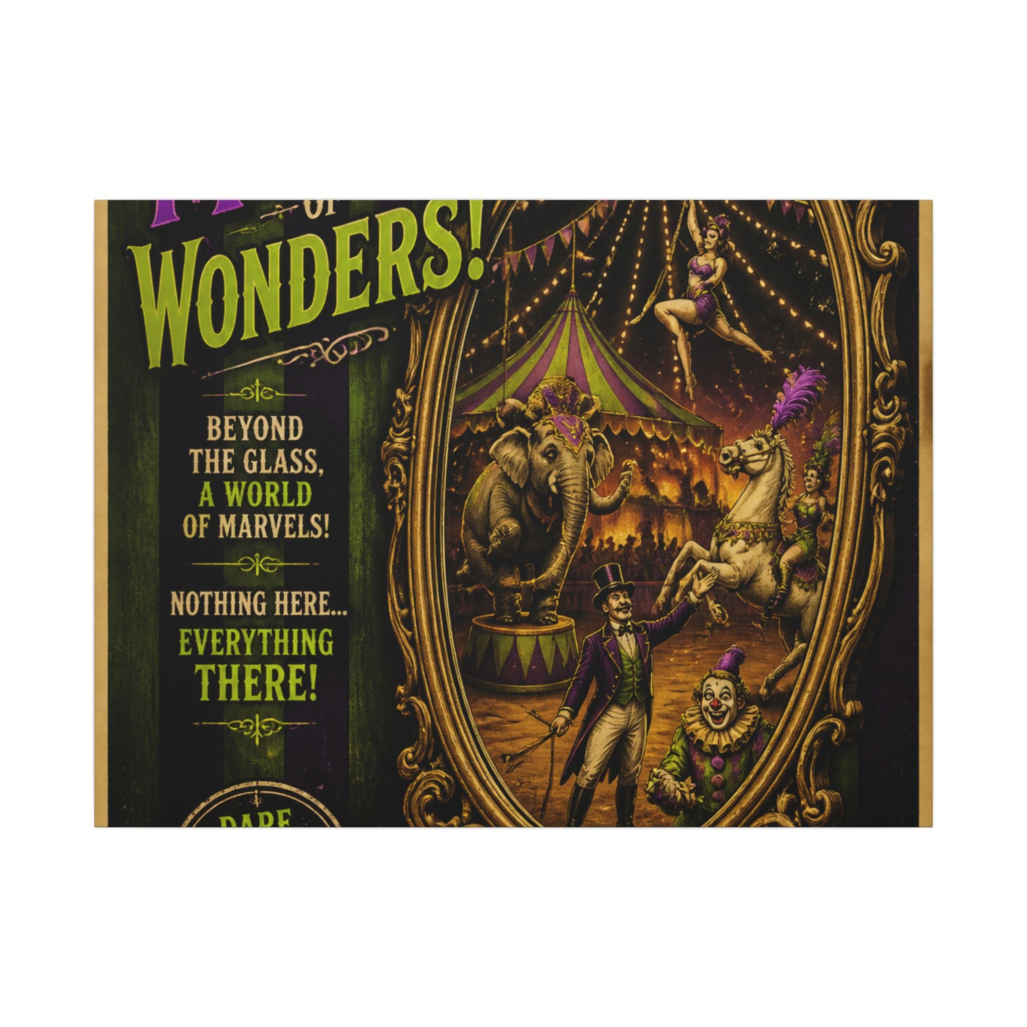 Vintage Mirror Circus Wall Art Canvas 24×36 Vintage Circus Bedroom Decor Maximalist Print