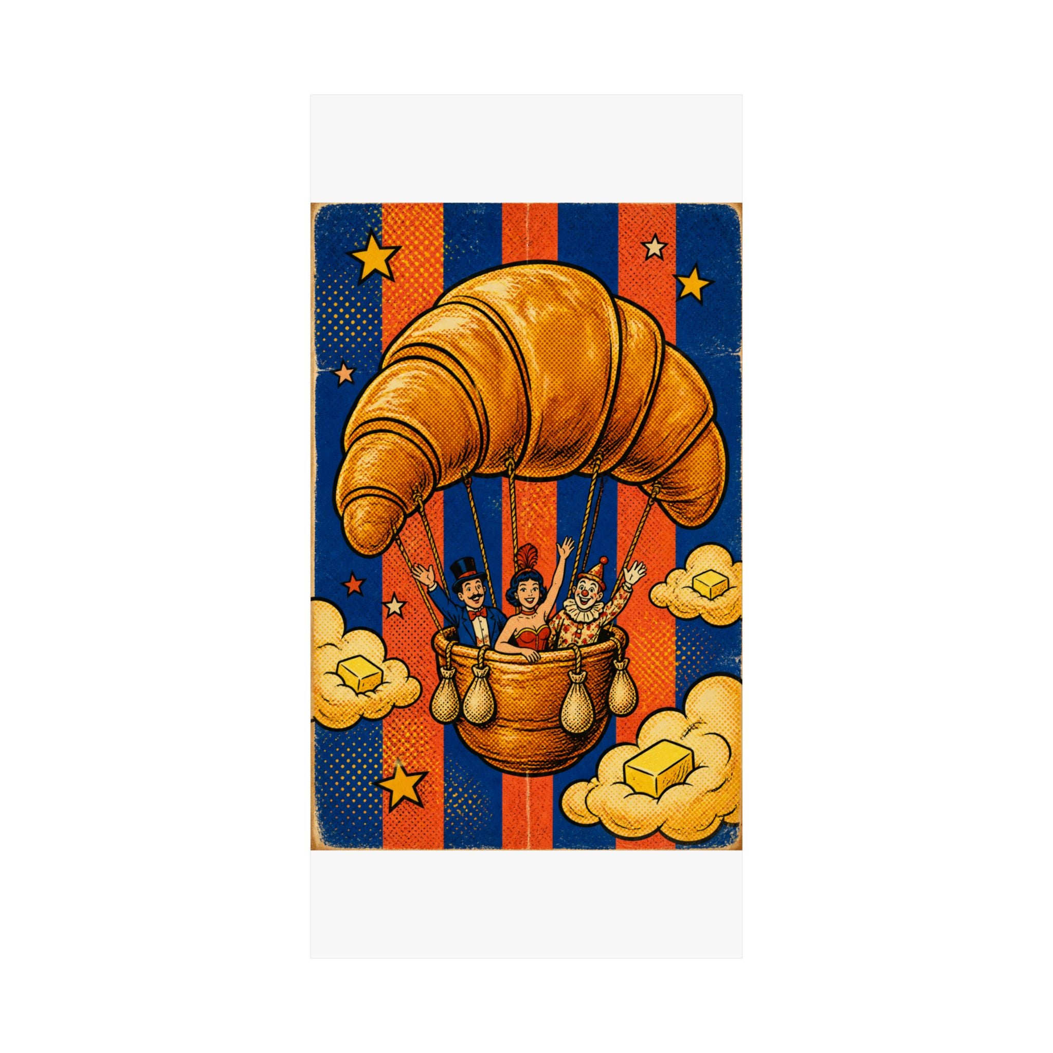 Croissant Hot Air Balloon Wall Art Poster 24×36 Pop Art Restaurant Decor Maximalist Print