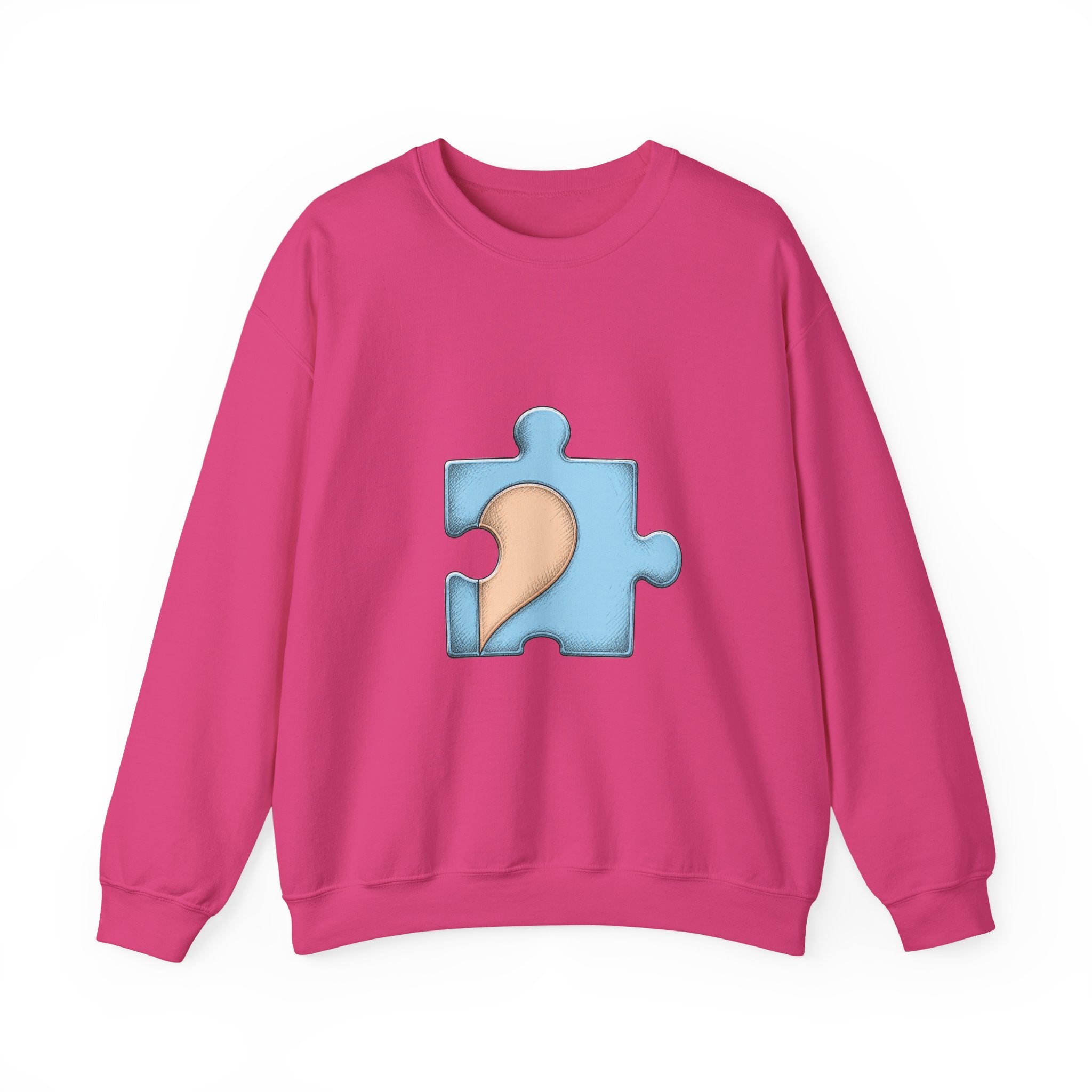 Matching Couple Sweatshirt - Puzzle Pieces Matching Couple Crewneck Sweatshirt Hand-Drawn Art His Hers Best Friend Gift - Design B