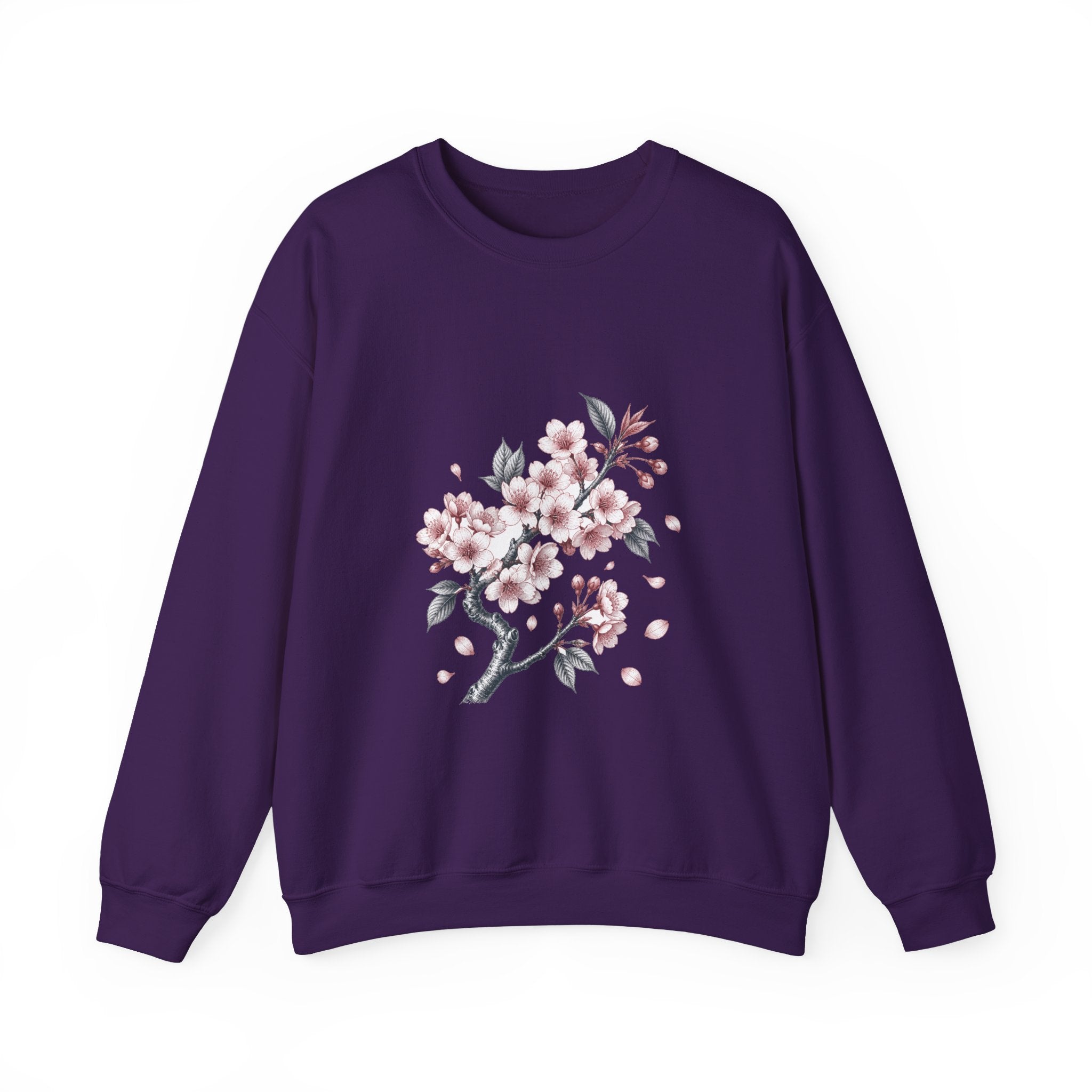 Matching Couple Sweatshirt - Cherry Blossom & Maple Leaf Matching Couple Crewneck Sweatshirt Vintage Art His Hers Wedding Gift - Design A