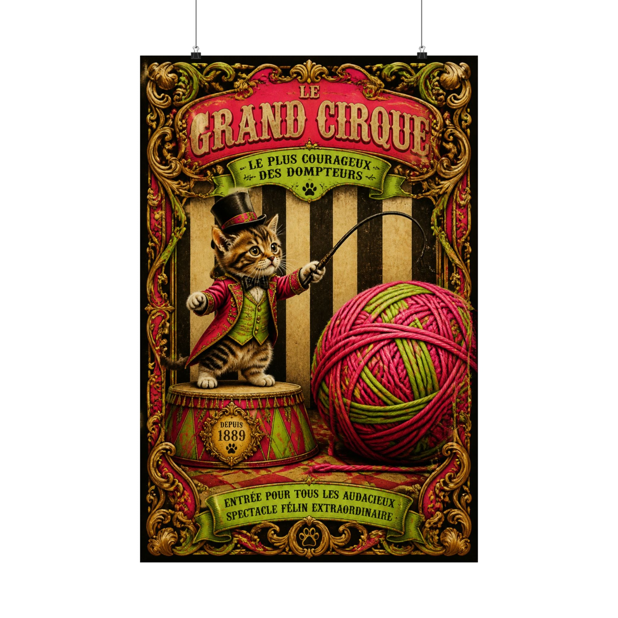 Cat Lion Tamer Wall Art Poster 18×24 Baroque Home Office Decor Maximalist Print
