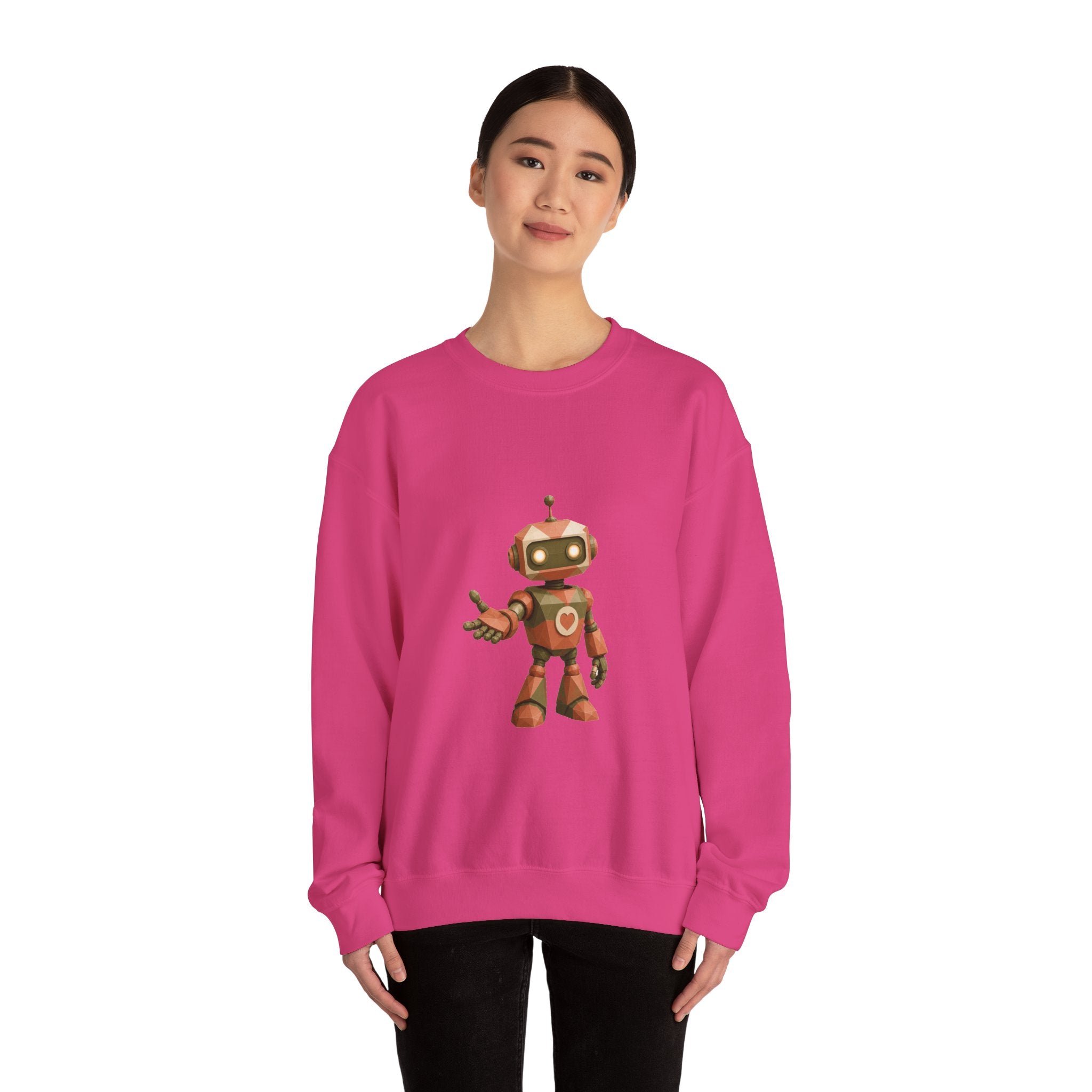 Matching Couple Sweatshirt - Robot & Heart Matching Couple Crewneck Sweatshirt Geometric Art His Hers Couple Gift - Design A