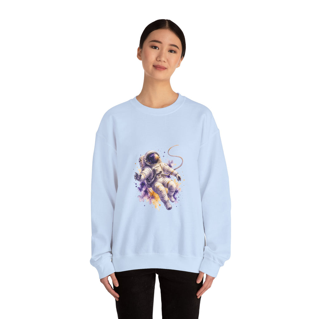 Matching Couple Sweatshirt - Astronaut & Planet Matching Couple Comfort Colors Crew Watercolor Art His Hers Birthday Gift - Design A