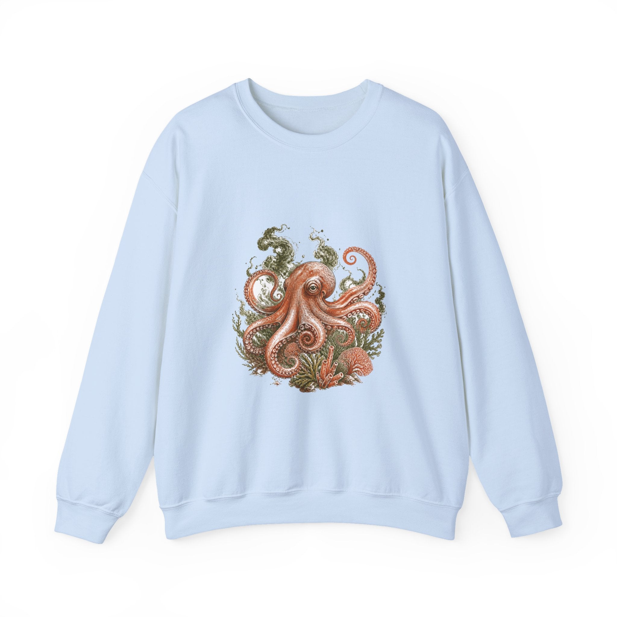 Matching Couple Sweatshirt - Octopus & Jellyfish Matching Couple Comfort Colors Crew Hand-Drawn Art His Hers Anniversary Gift - Design A