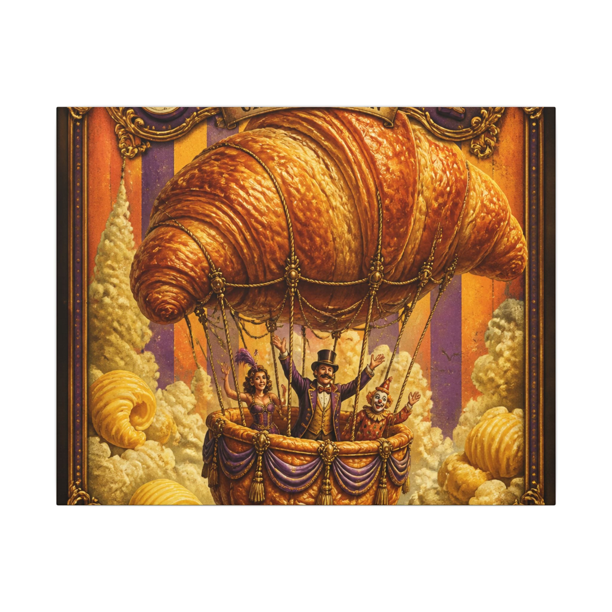 Croissant Hot Air Balloon Wall Art Canvas 16×20 Baroque Home Office Decor Maximalist Print