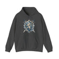 Matching Couple Sweatshirt - Crown & Shield Matching Couple Hooded Sweatshirt Watercolor Art His Hers Engagement Gift - Design B