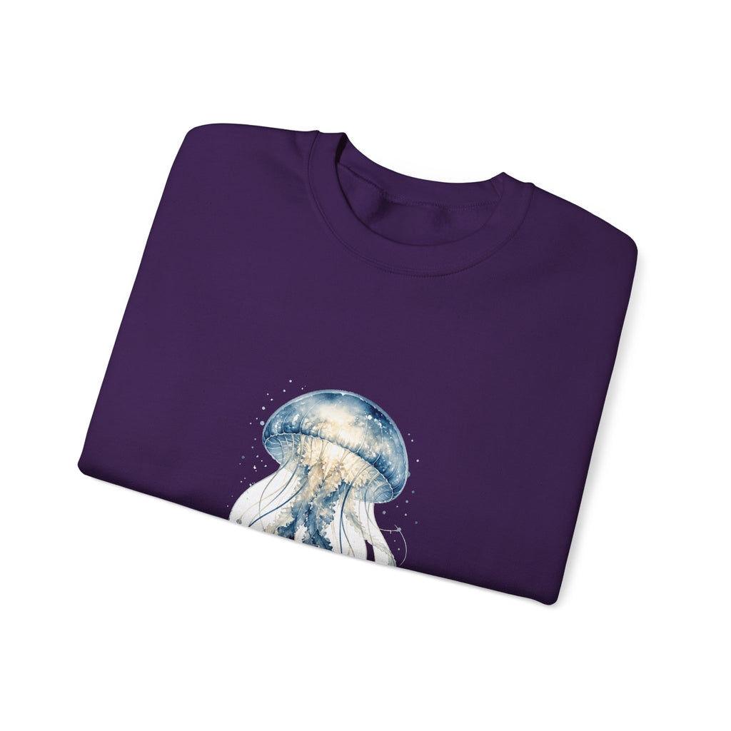 Matching Couple Sweatshirt - Octopus & Jellyfish Matching Couple Crewneck Sweatshirt Watercolor Art His Hers Engagement Gift - Design B