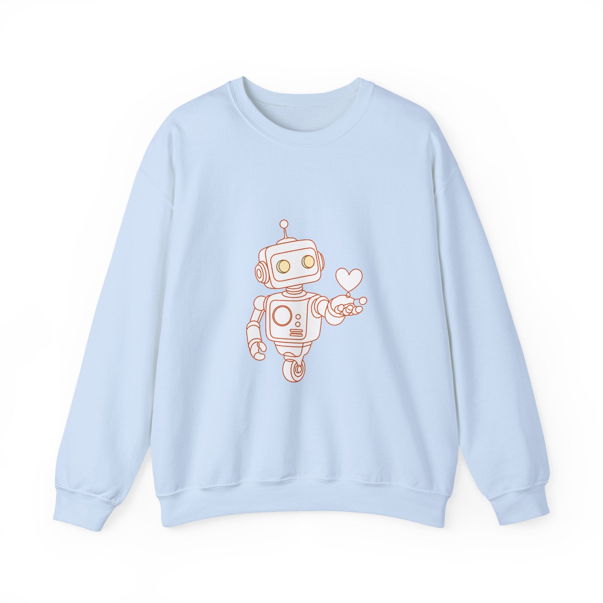 Matching Couple Sweatshirt - Robot & Heart Matching Couple Crewneck Sweatshirt Minimalist Art His Hers Valentine Gift - Design A