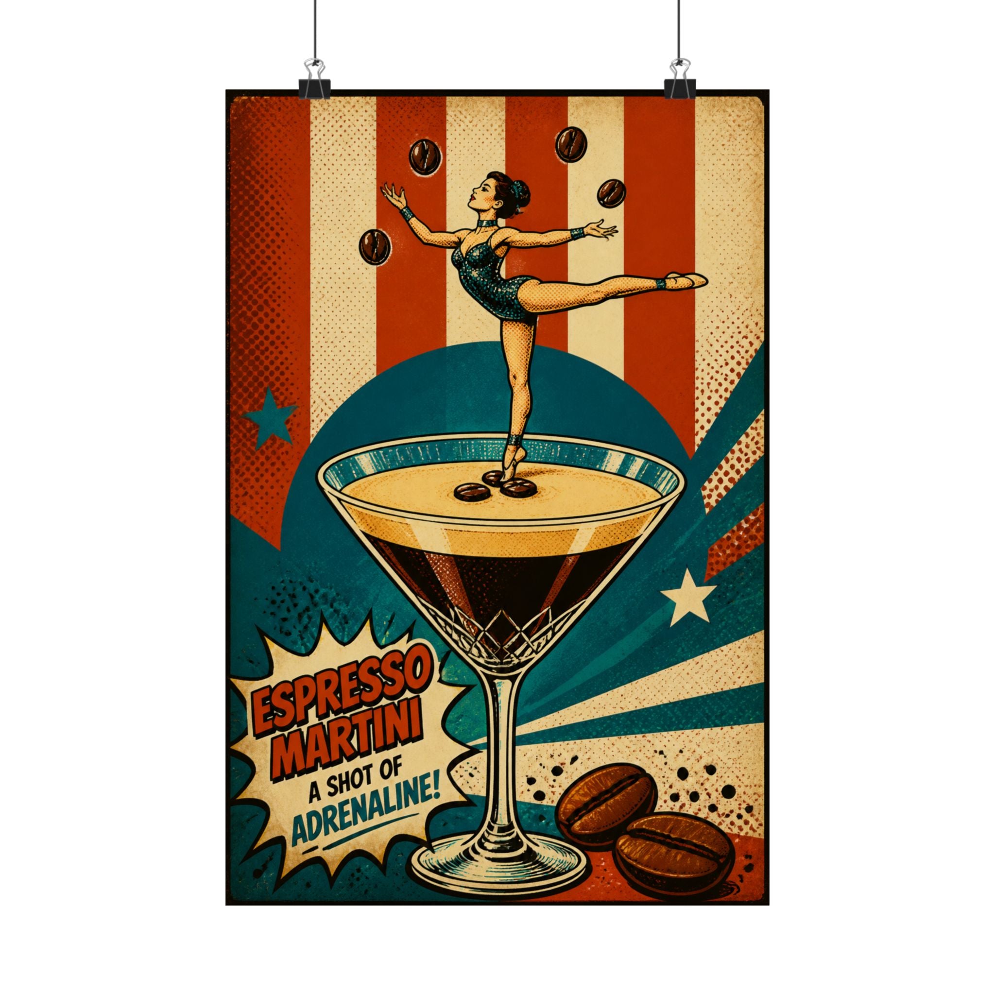 Espresso Martini Acrobat Wall Art Poster 18×24 Pop Art Living Room Decor Maximalist Print
