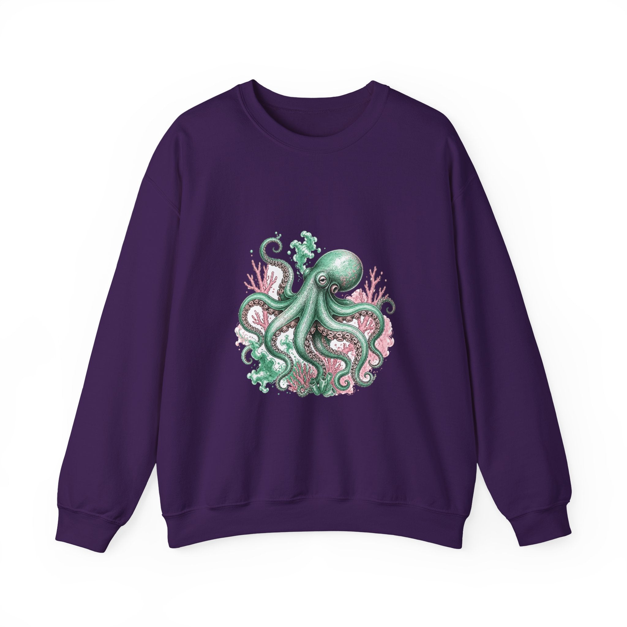 Matching Couple Sweatshirt - Octopus & Jellyfish Matching Couple Premium Fleece Sweatshirt Hand-Drawn Art His Hers Anniversary Gift - Design A