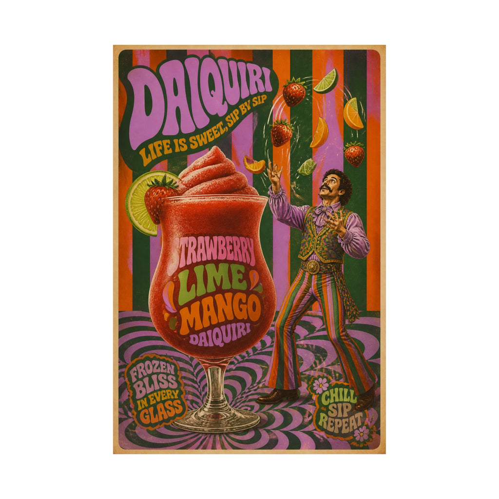 Daiquiri Fruit Juggler Wall Art Poster 18×24 Psychedelic Cafe Decor Maximalist Print