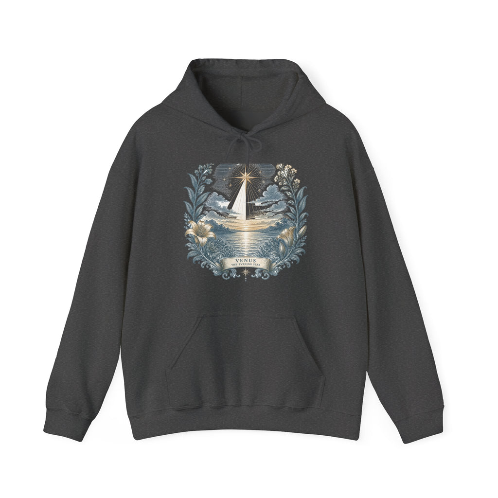 Matching Couple Sweatshirt - Evening & Morning Star Matching Couple Hooded Sweatshirt Vintage Art His Hers Wedding Gift - Design A