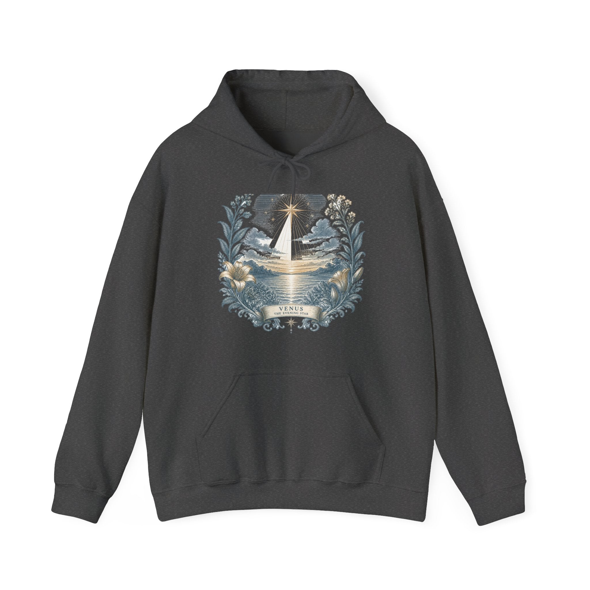 Matching Couple Sweatshirt - Evening & Morning Star Matching Couple Hooded Sweatshirt Vintage Art His Hers Wedding Gift - Design A