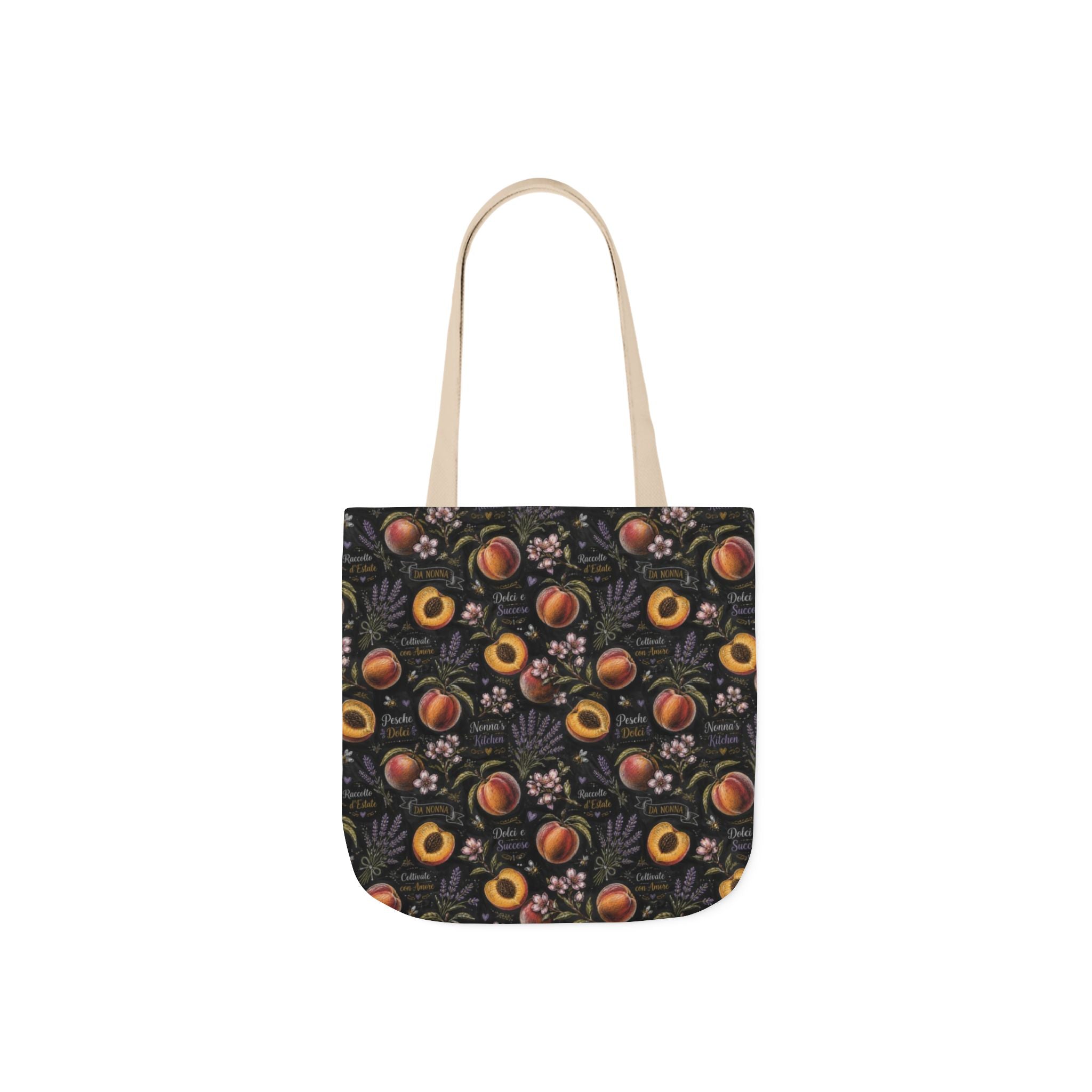 Ripe Peaches Canvas Tote Bag Mediterranean Kitchen Chalk Art Design Italian Cottagecore Gift