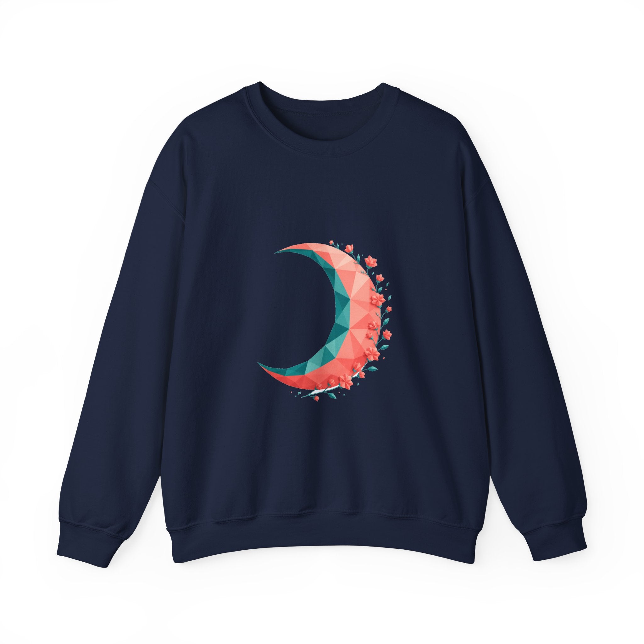 Matching Couple Sweatshirt - Waxing & Waning Moon Matching Couple Crewneck Sweatshirt Geometric Art His Hers Couple Gift - Design A