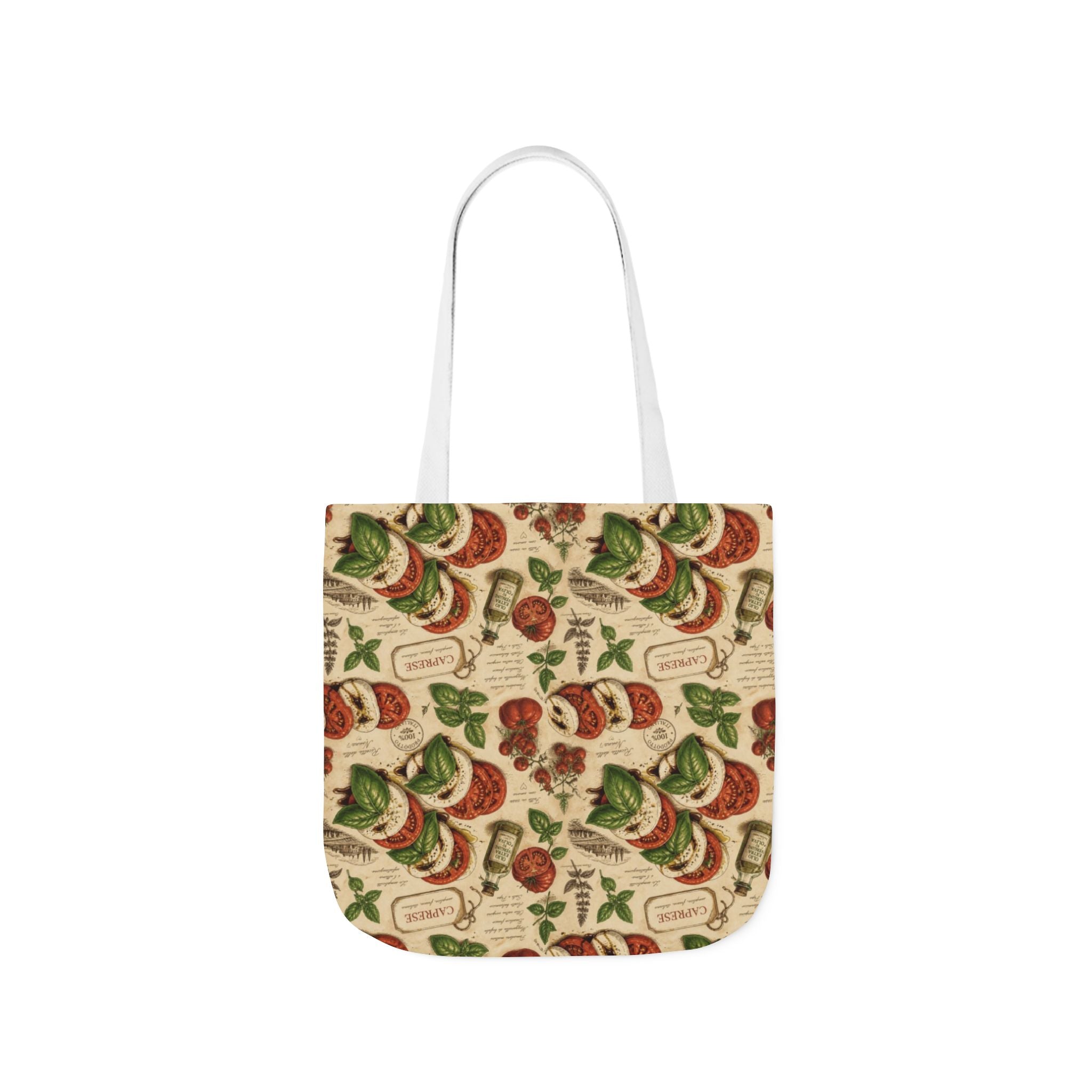 Caprese Arrangement Canvas Tote Bag Mediterranean Kitchen Botanical Design Italian Cottagecore Gift